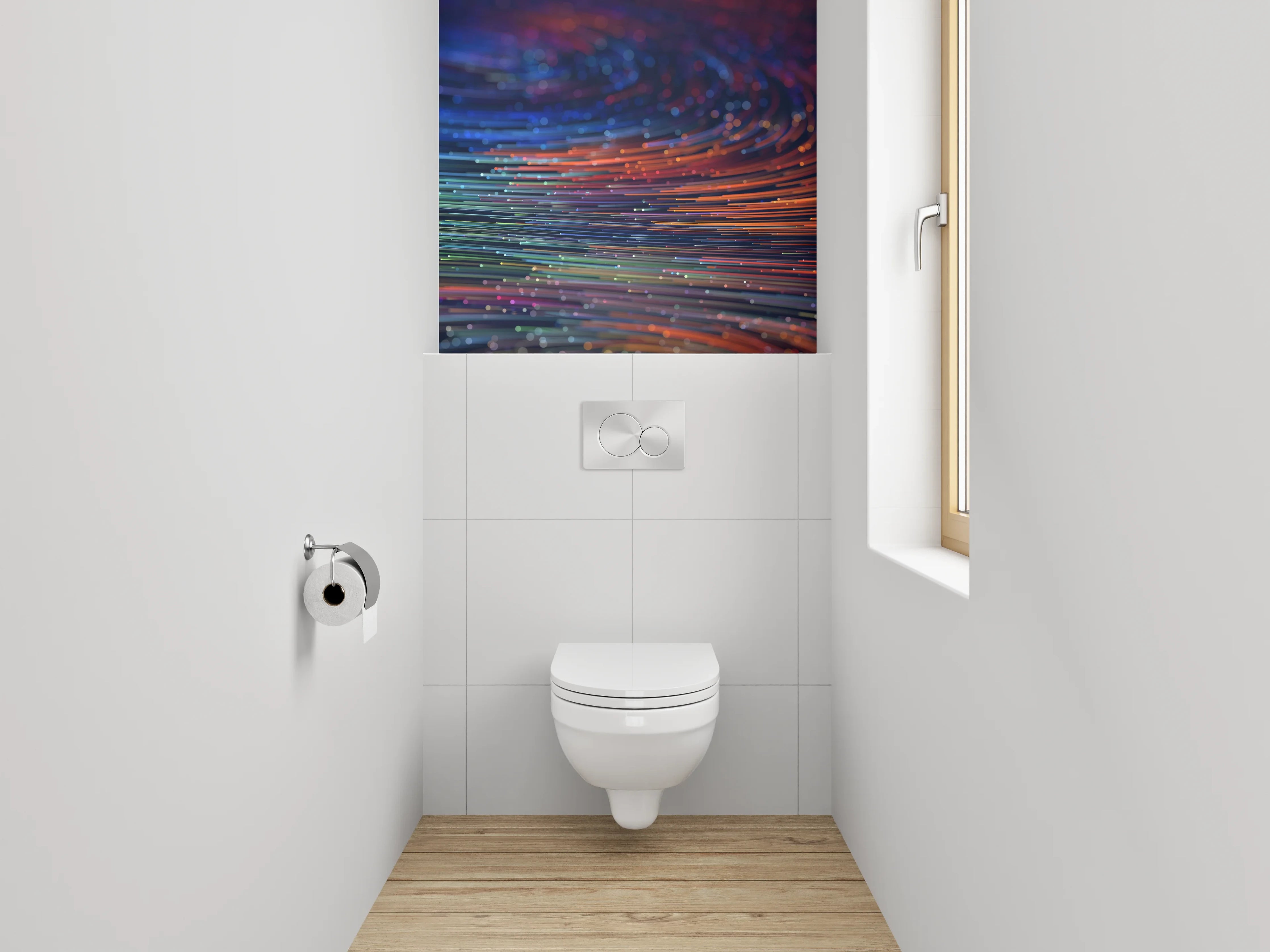 WC-Rückwand - Bunte Lichtwellen in Bewegung