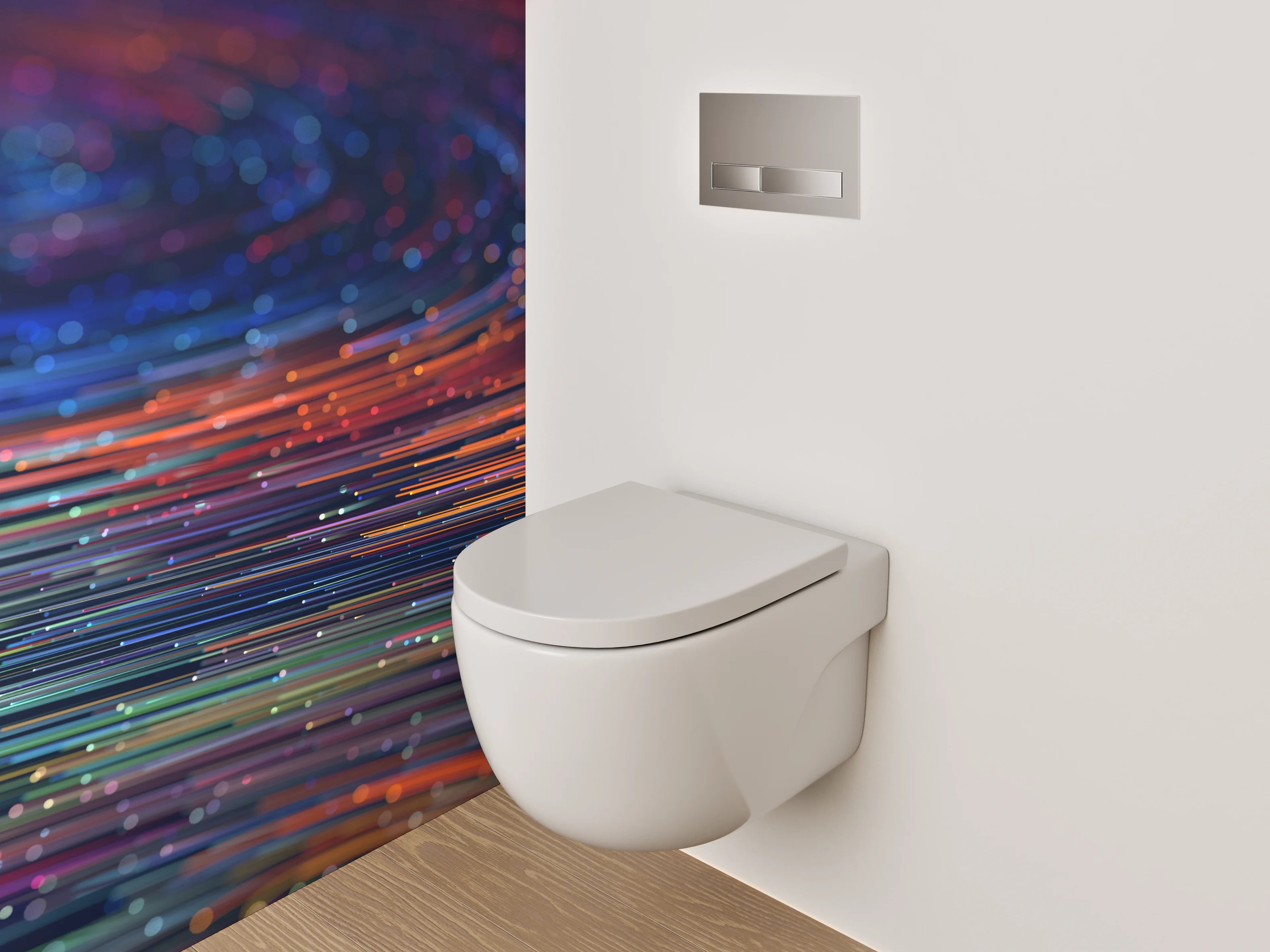 WC-Rückwand - Bunte Lichtwellen in Bewegung