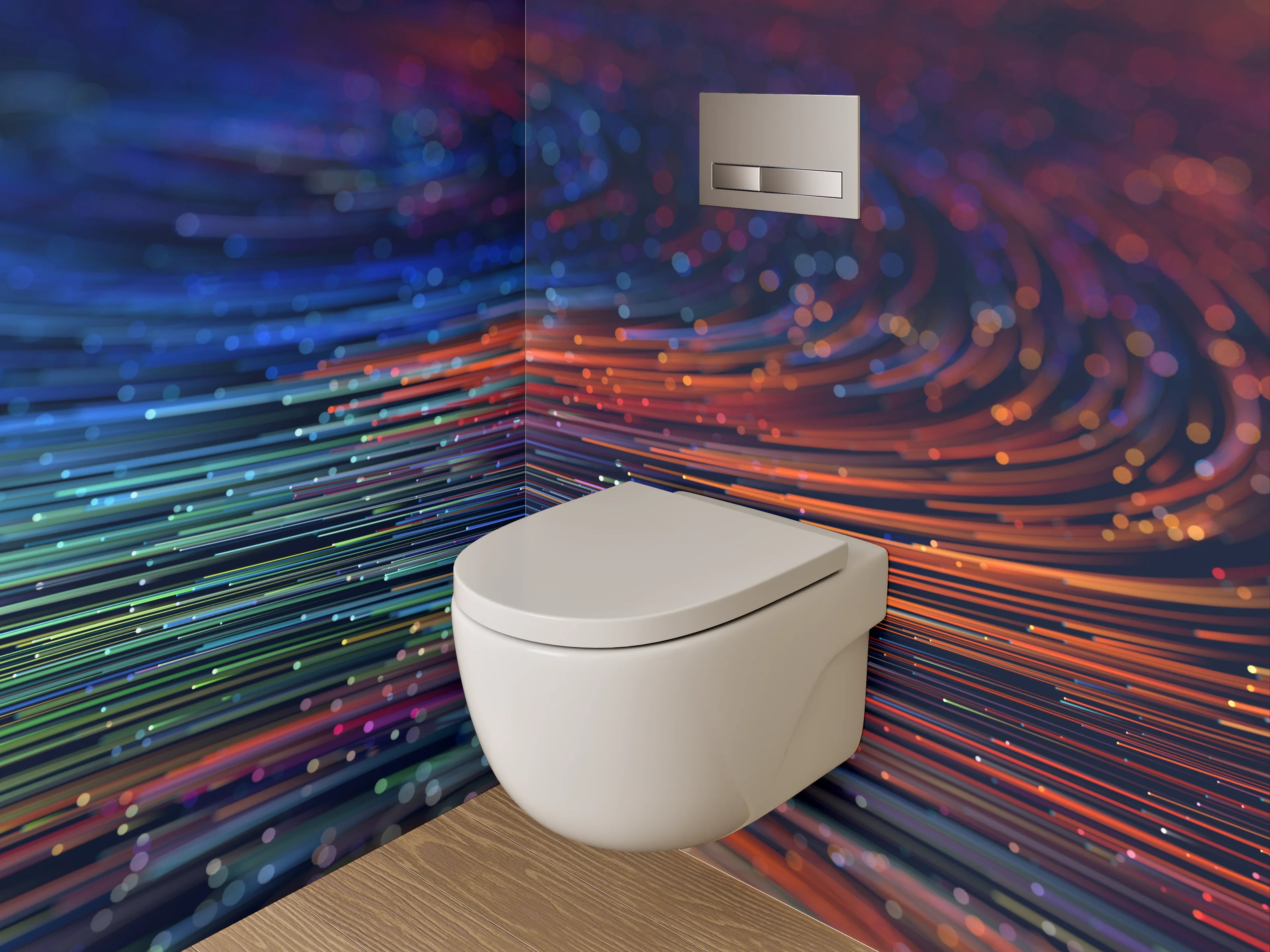 WC-Rückwand - Bunte Lichtwellen in Bewegung