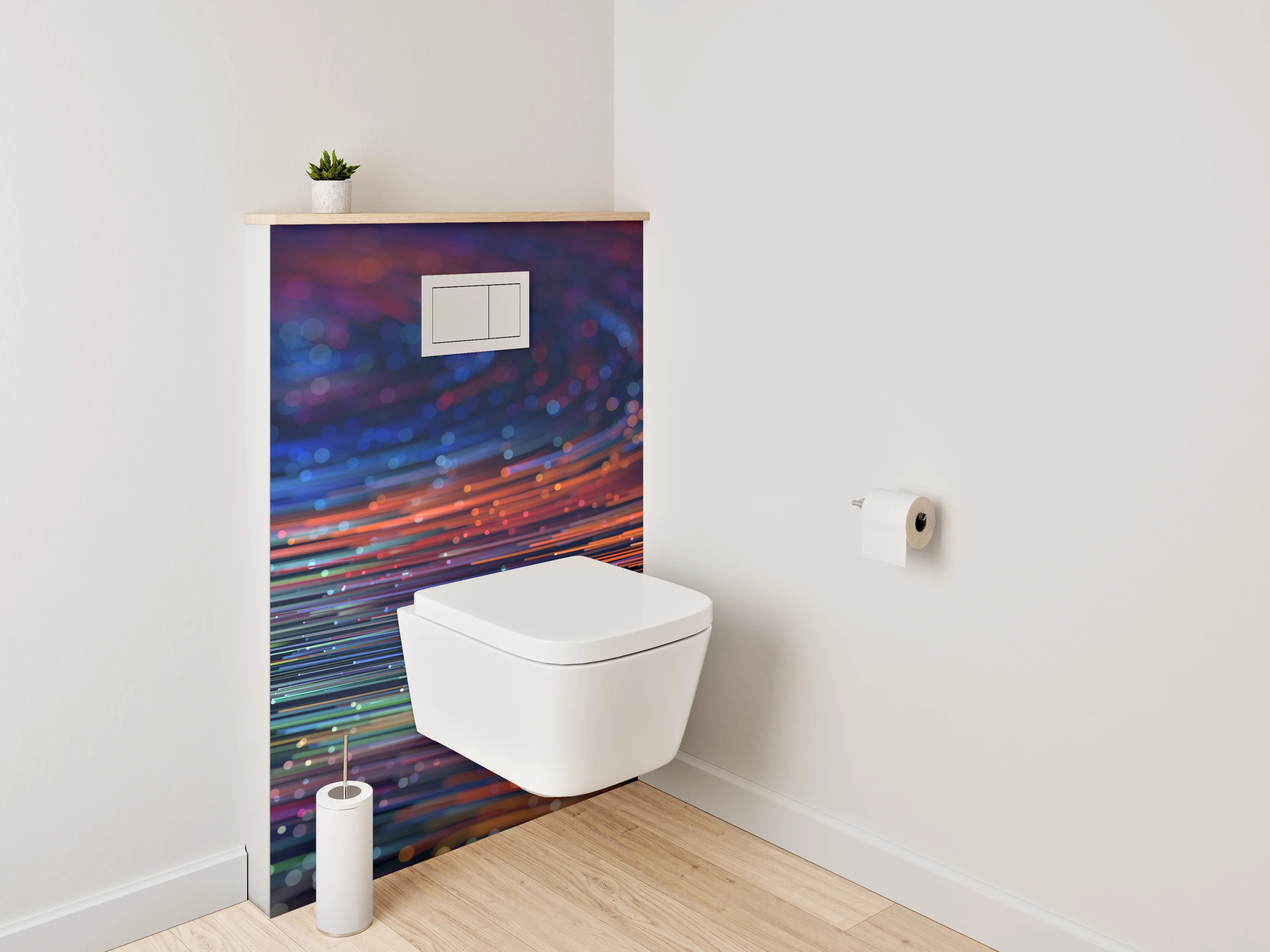 WC-Rückwand - Bunte Lichtwellen in Bewegung