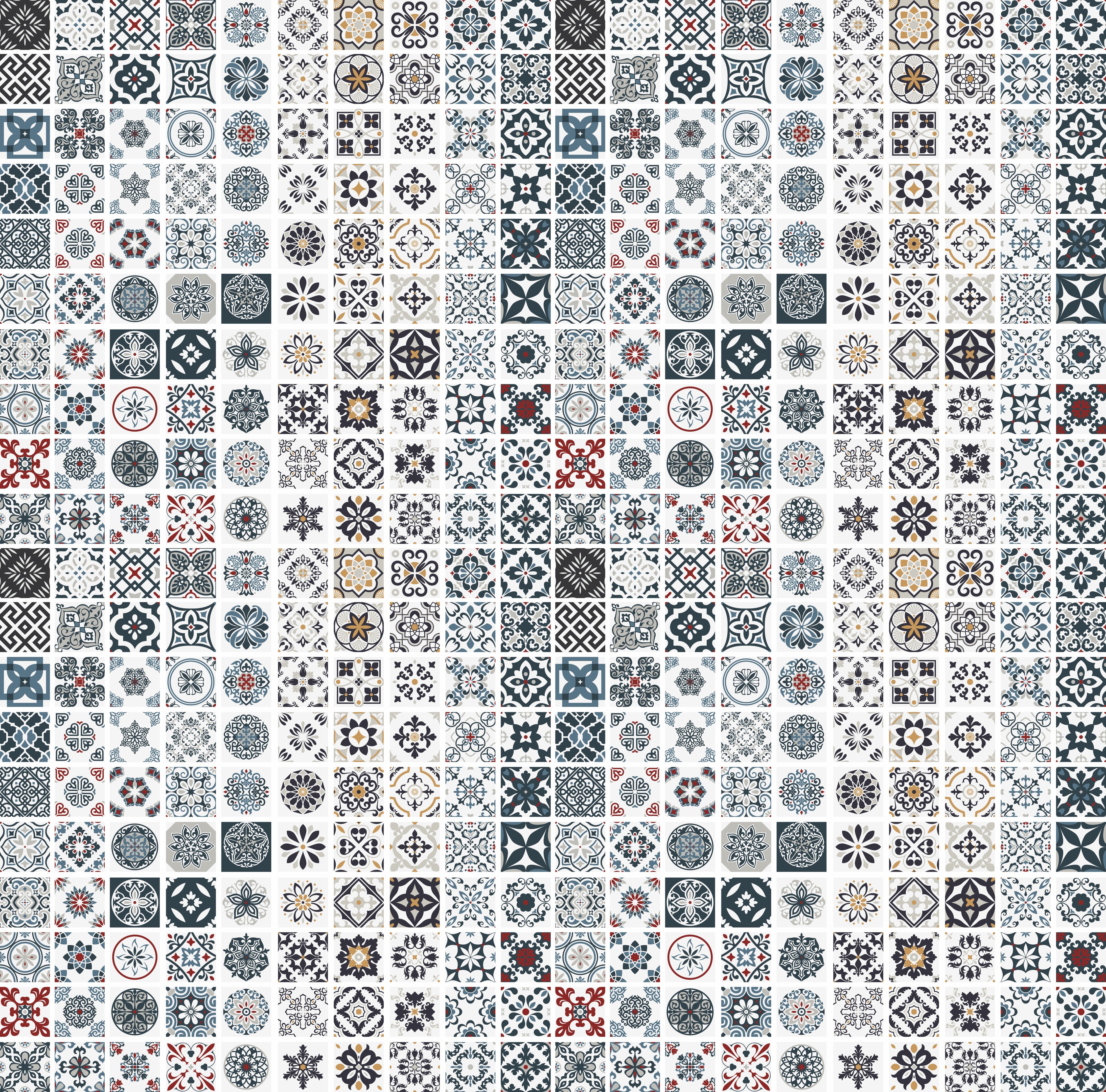 WC-Rückwand-Bunte Mosaikfliesen Muster Vintage Retro