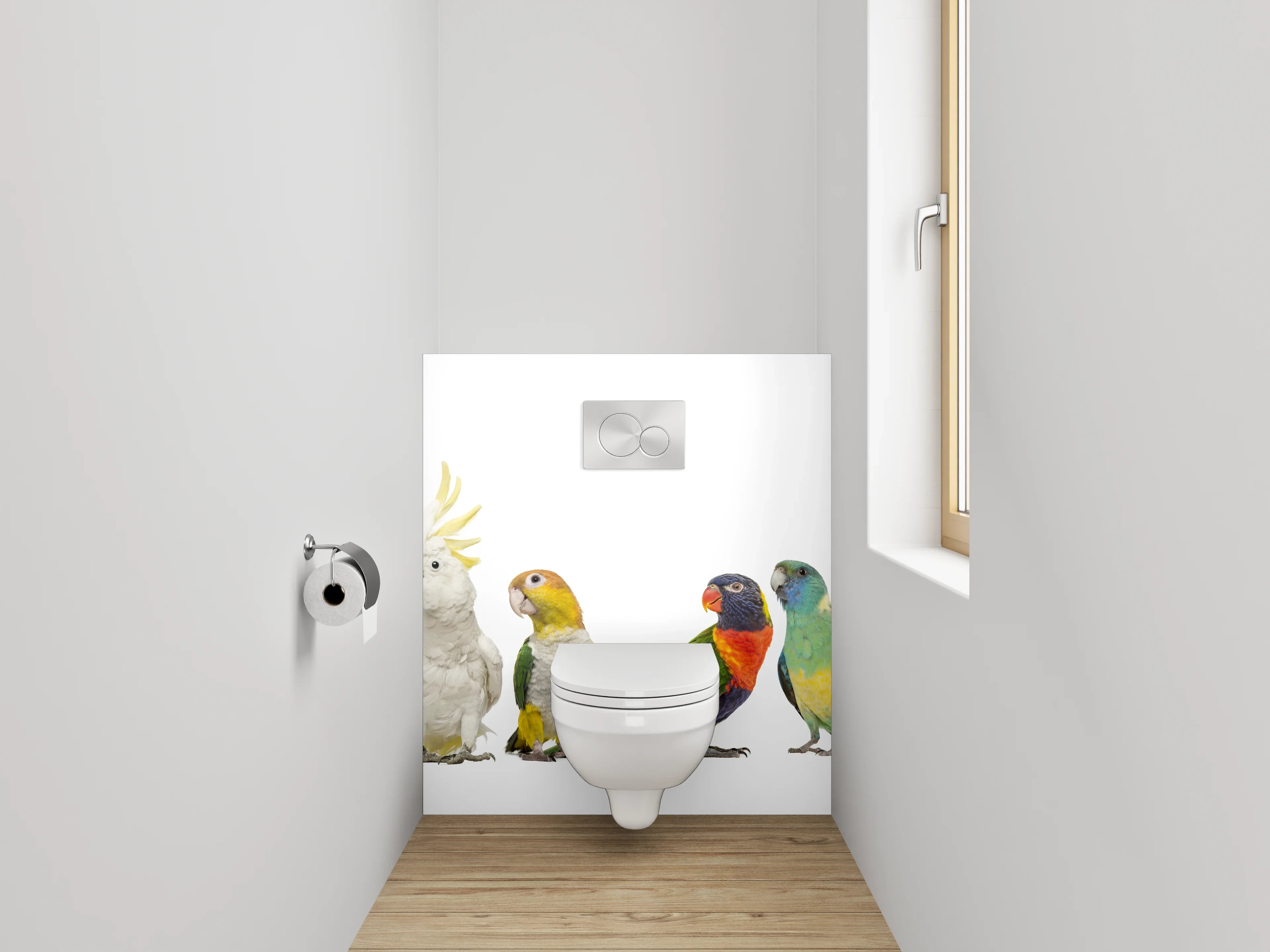 WC-Rückwand - Bunte Papageien-Vielfalt