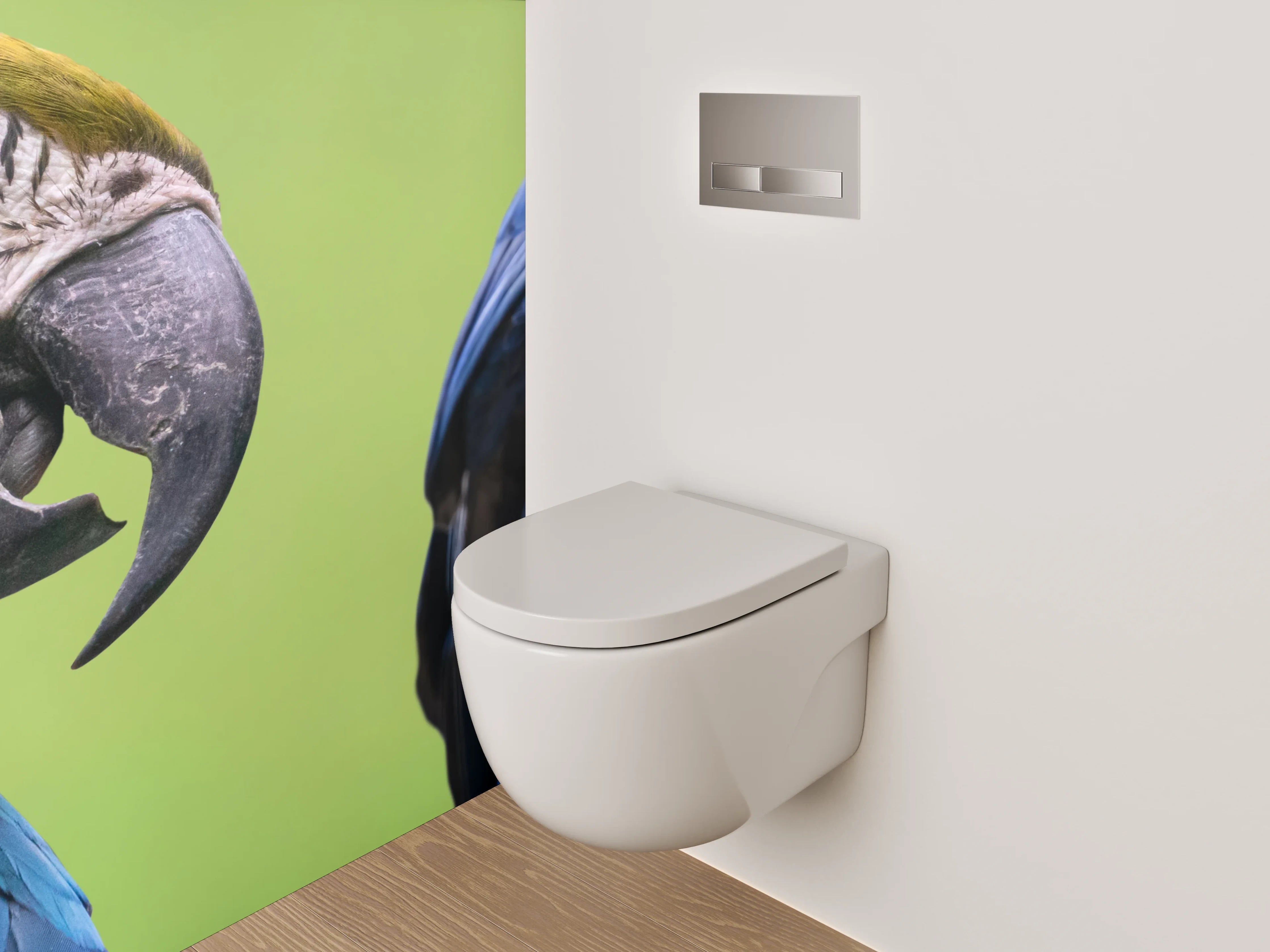 WC-Rückwand - Bunte Papageien auf Tropenast