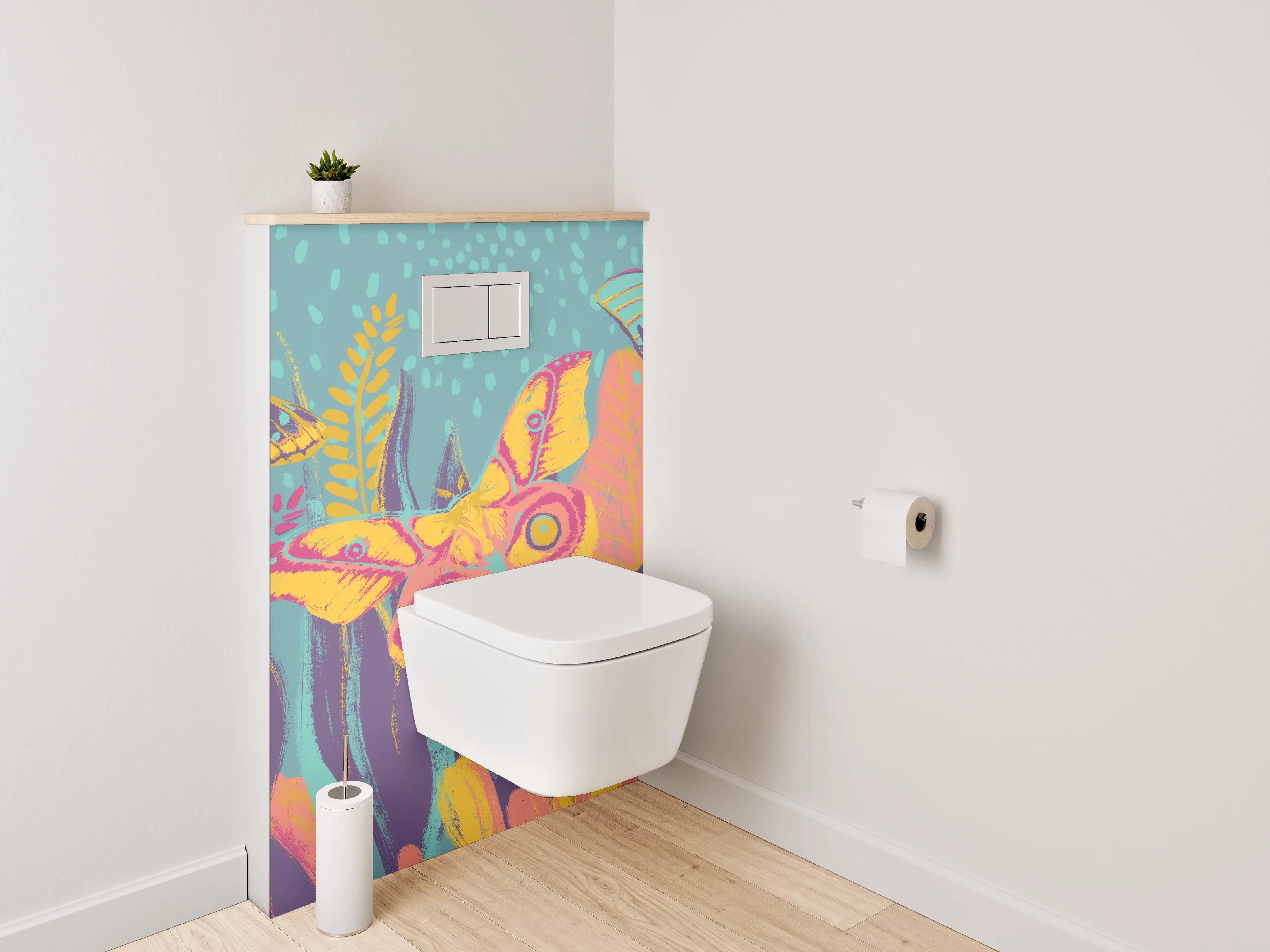 WC-Rückwand - Bunte Schmetterlinge im Dschungel Aquarell
