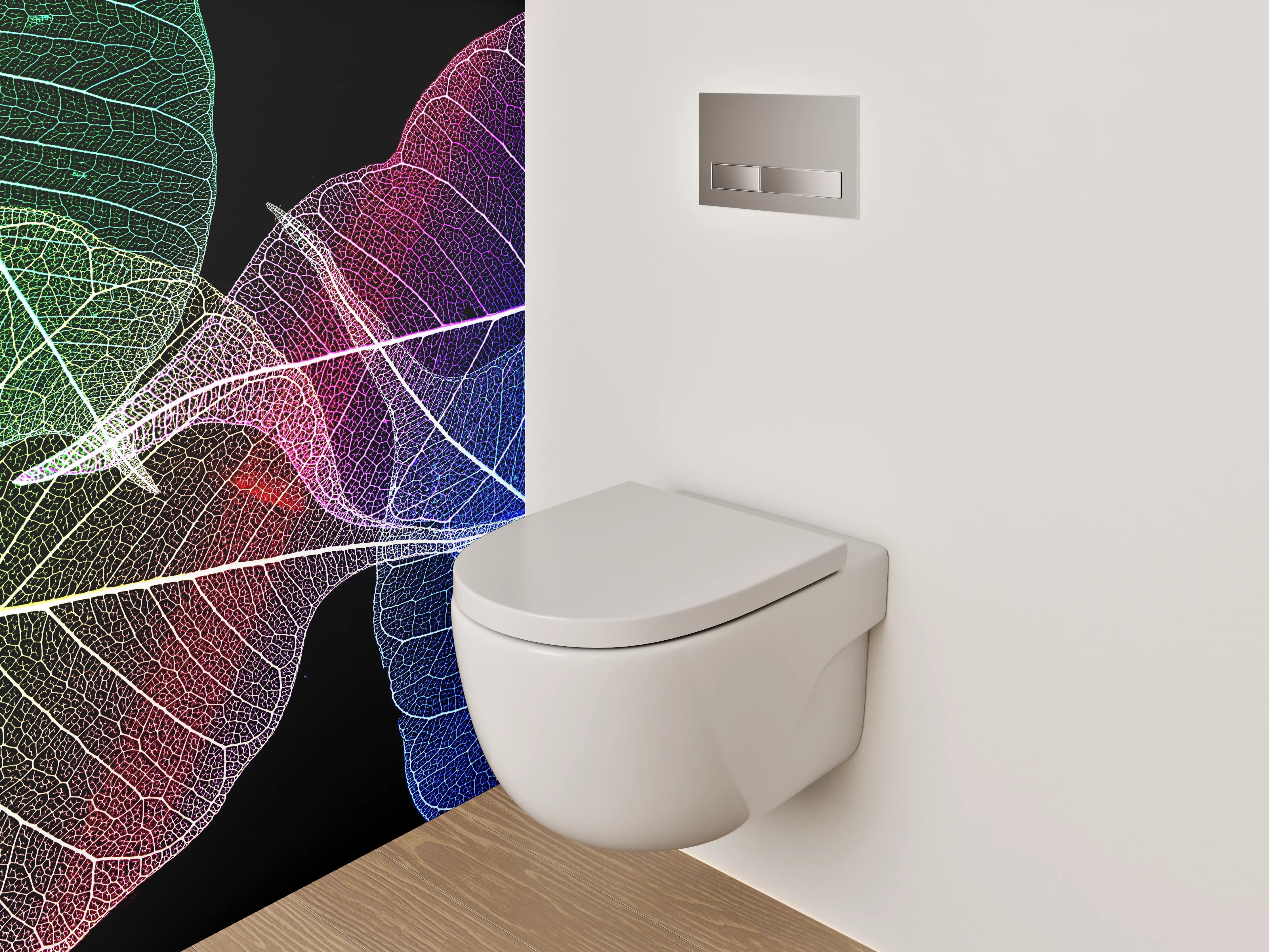 WC-Rückwand - Bunte Skelettblätter – Abstrakte Kunst