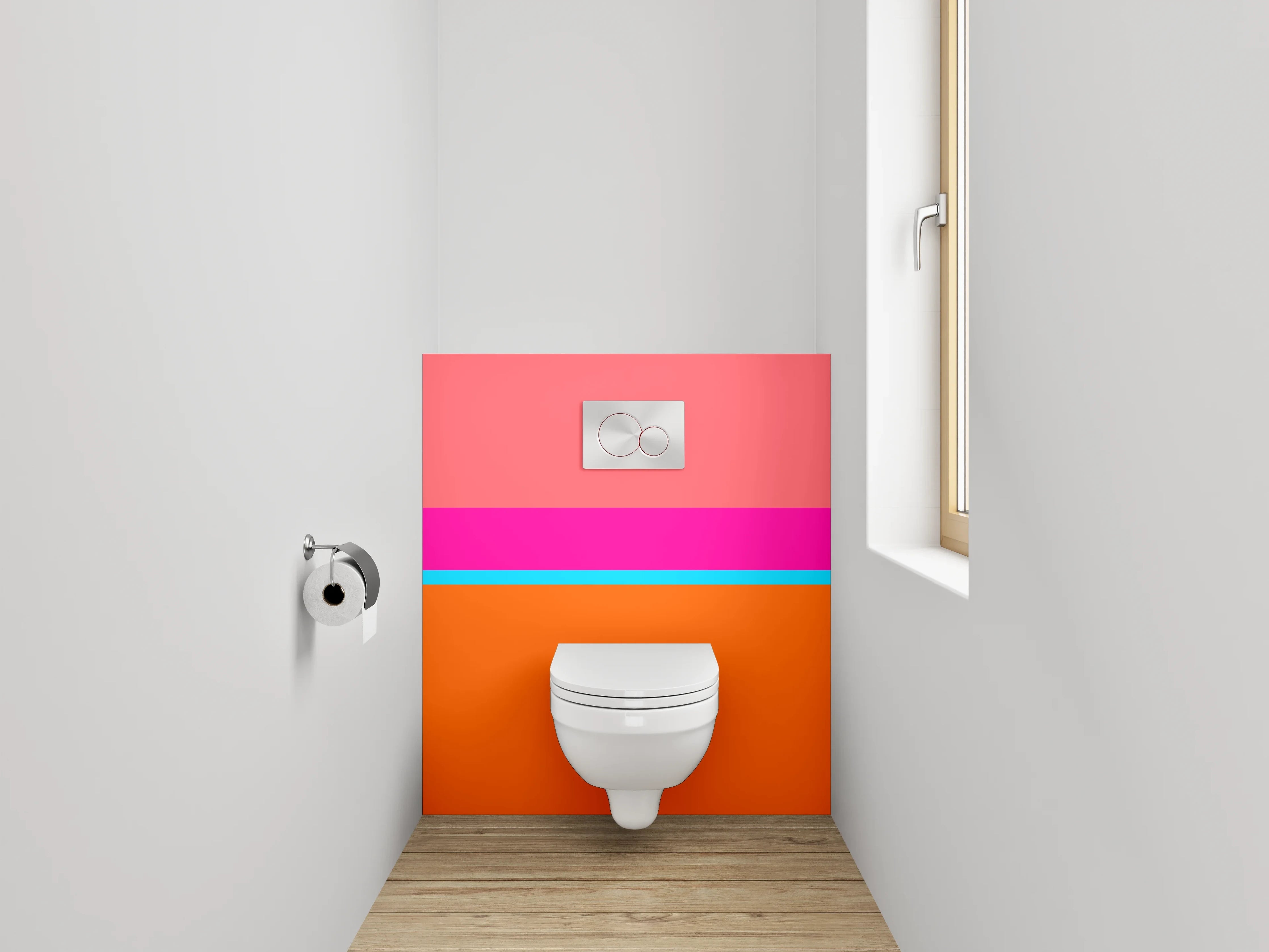 WC-Rückwand - Bunte Streifen Abstrakt Orange Pink
