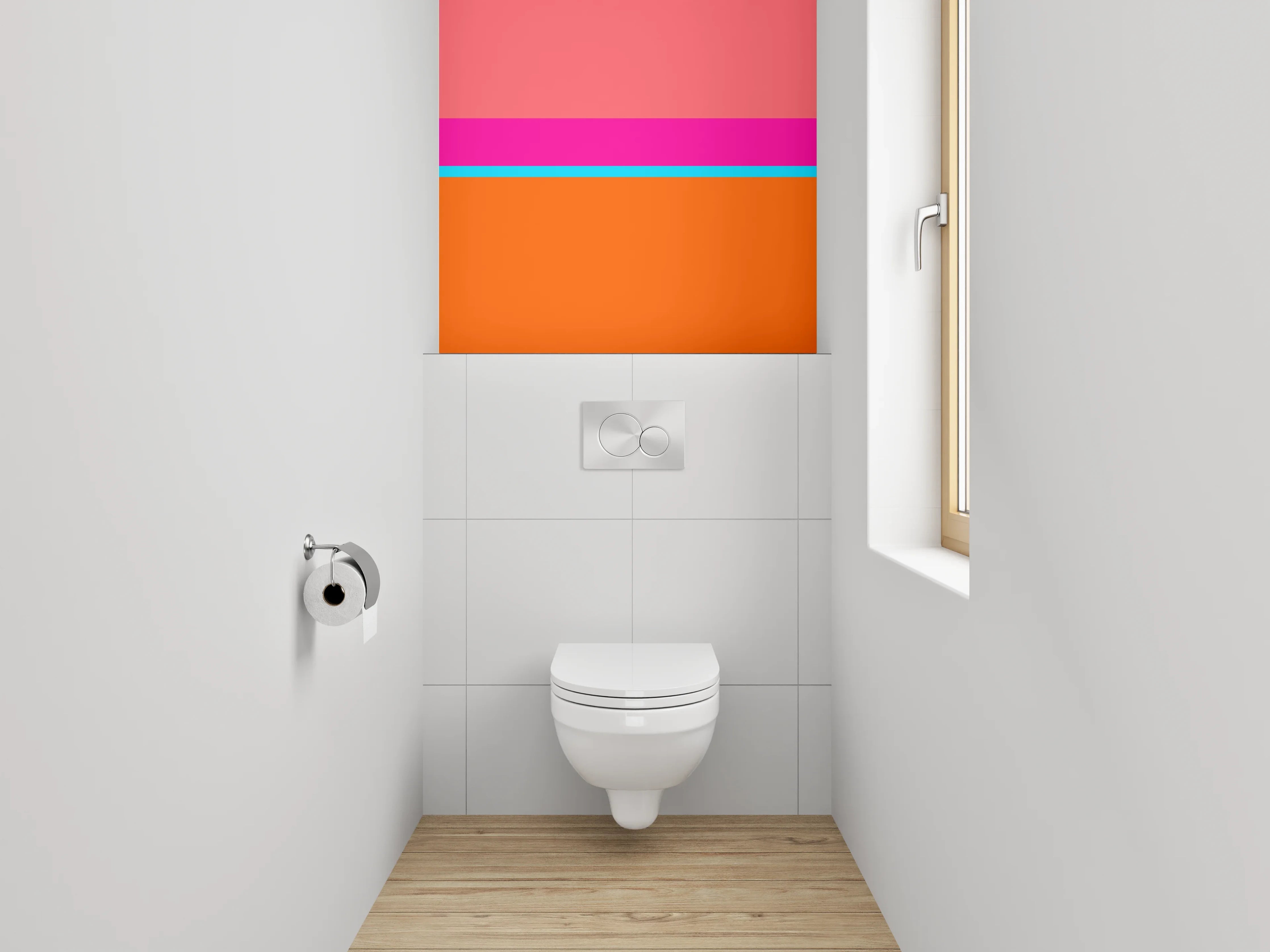 WC-Rückwand - Bunte Streifen Abstrakt Orange Pink