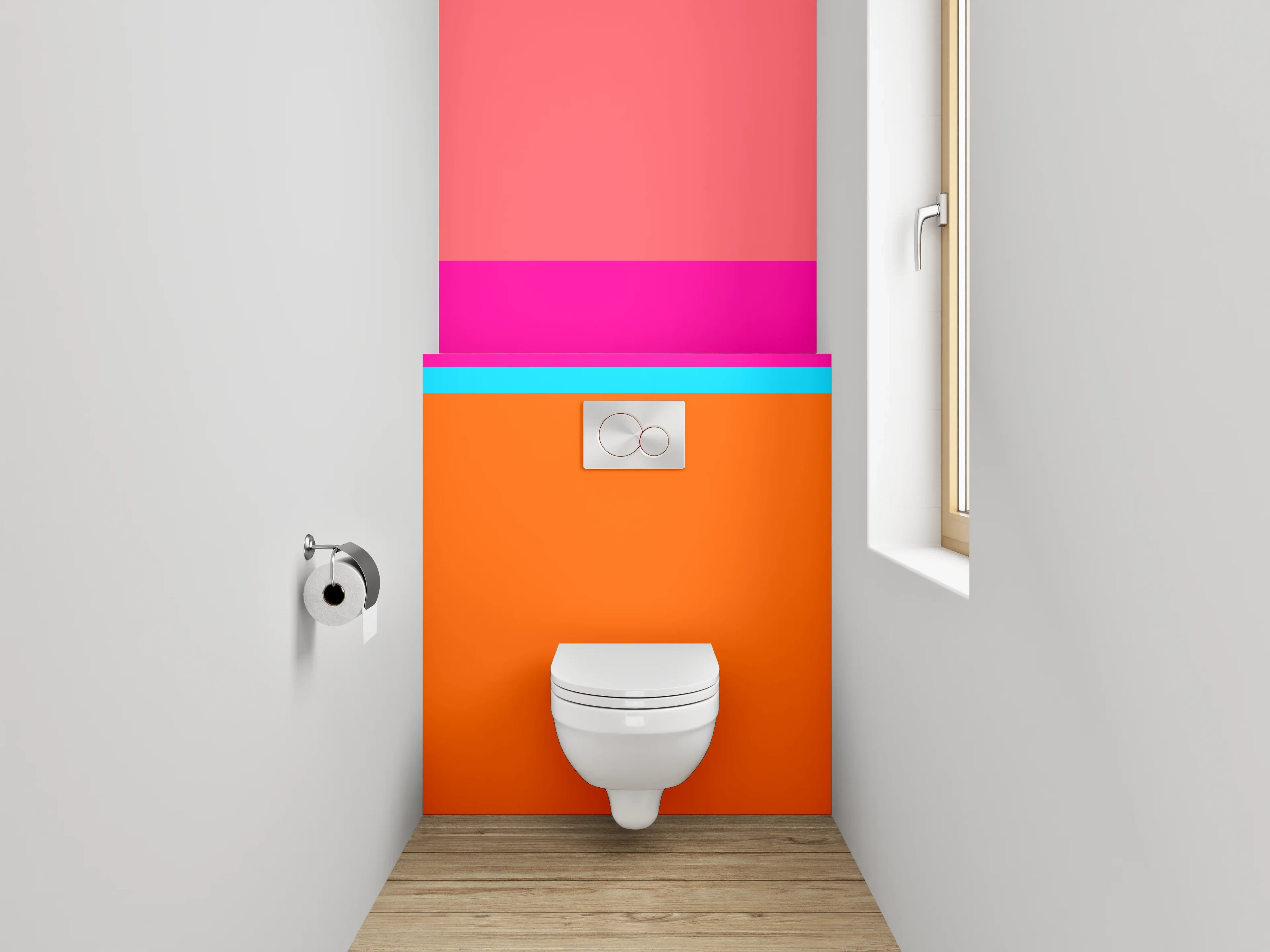 WC-Rückwand - Bunte Streifen Abstrakt Orange Pink