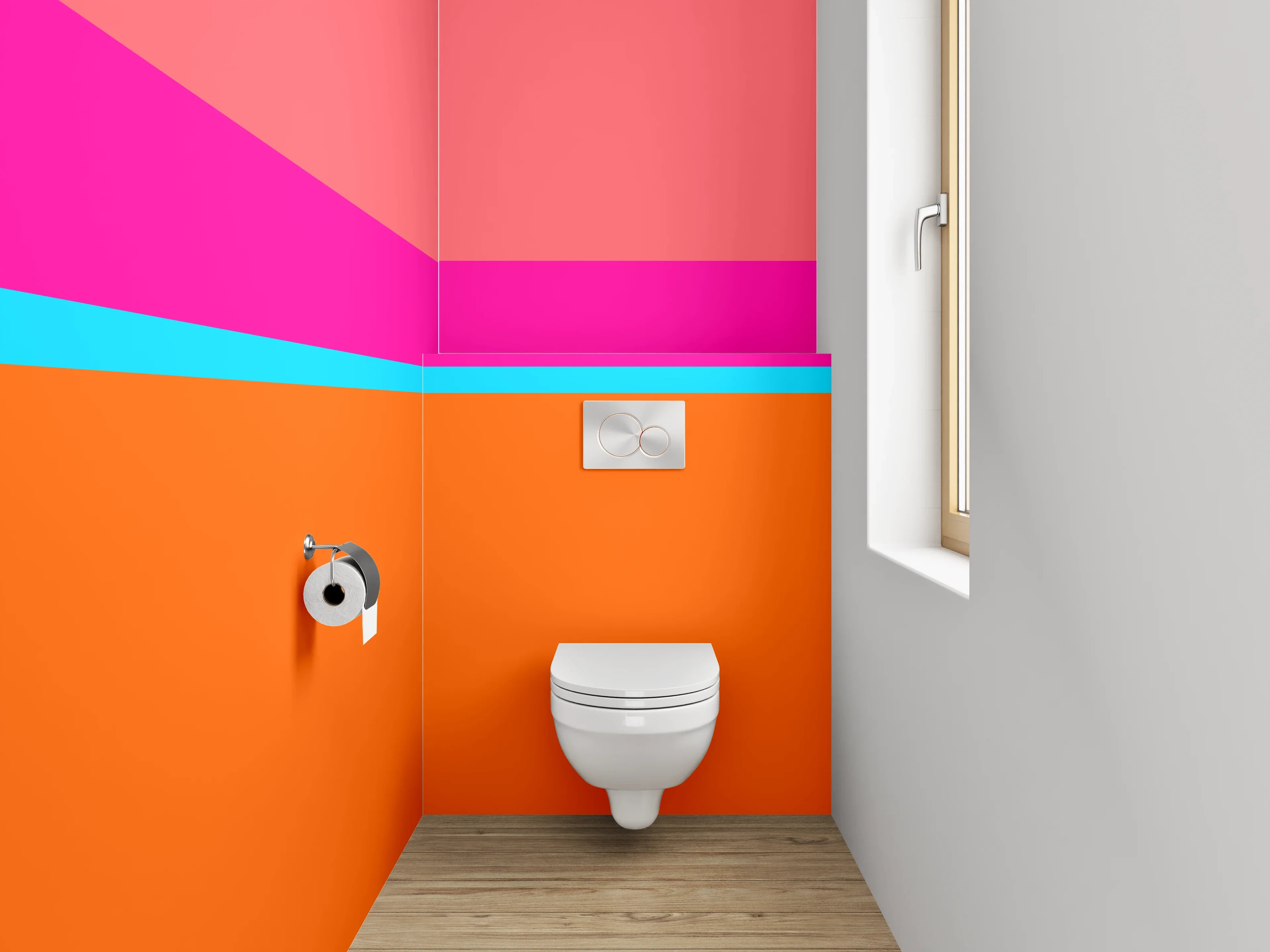 WC-Rückwand - Bunte Streifen Abstrakt Orange Pink