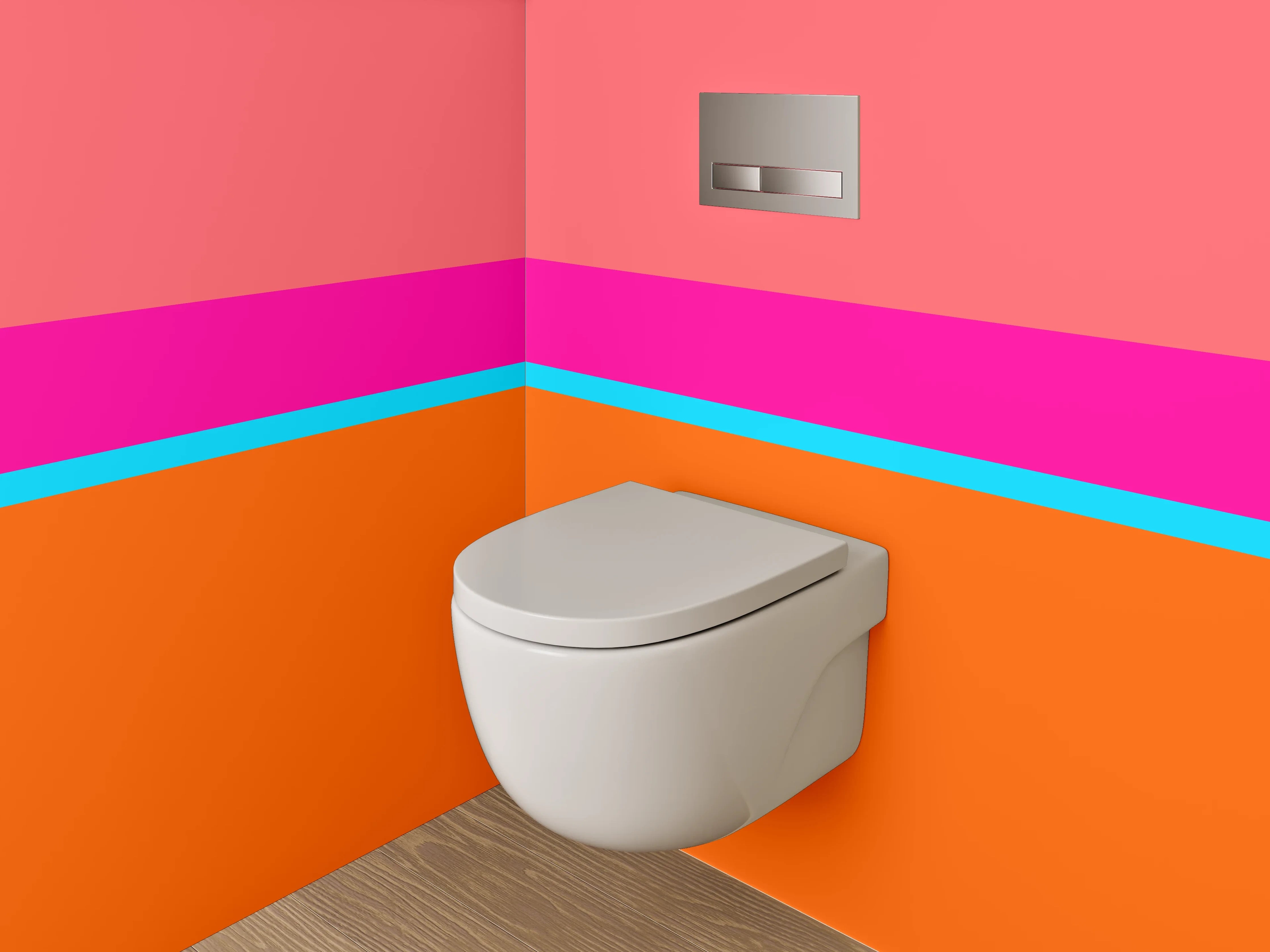 WC-Rückwand - Bunte Streifen Abstrakt Orange Pink