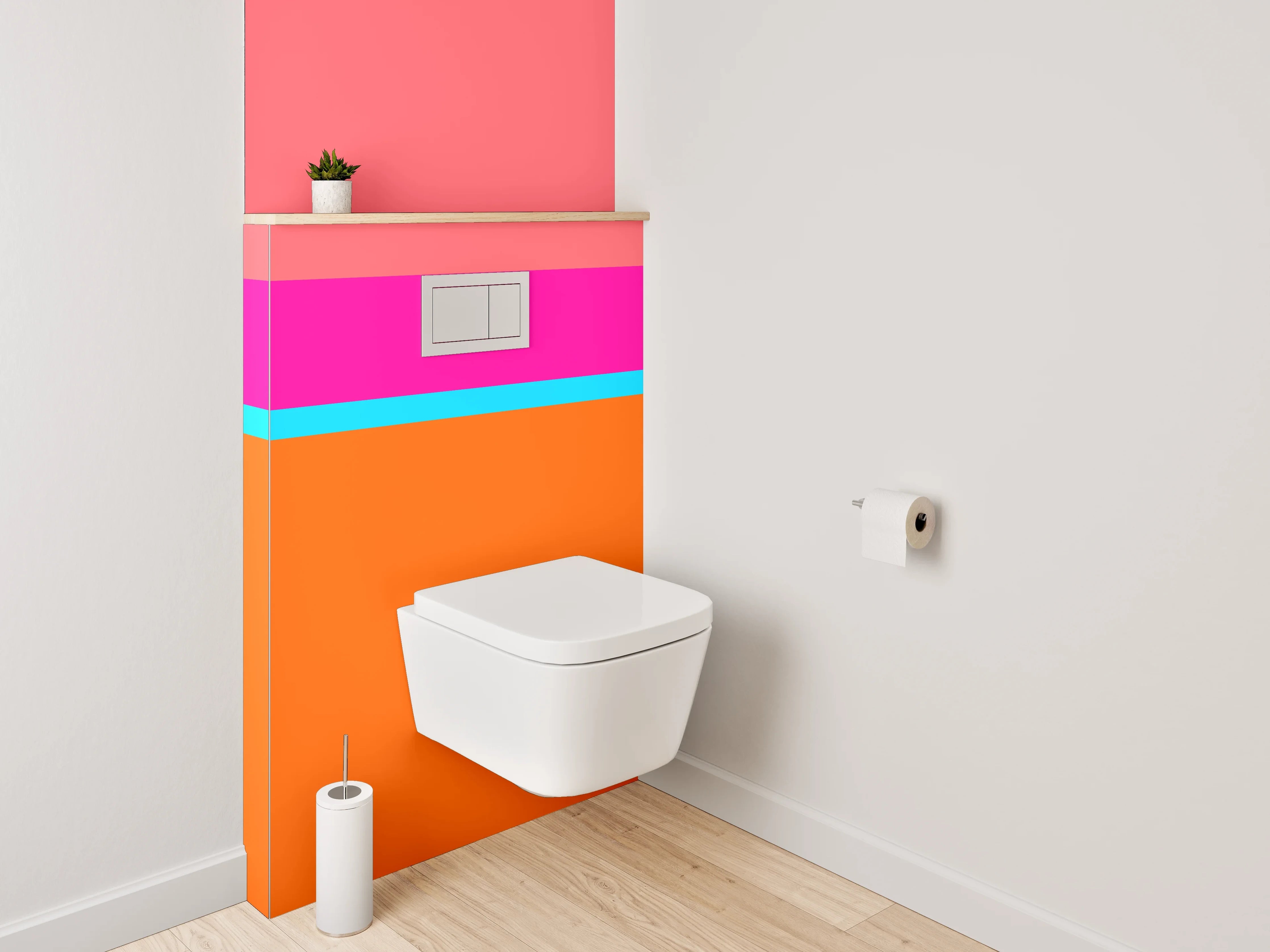 WC-Rückwand - Bunte Streifen Abstrakt Orange Pink