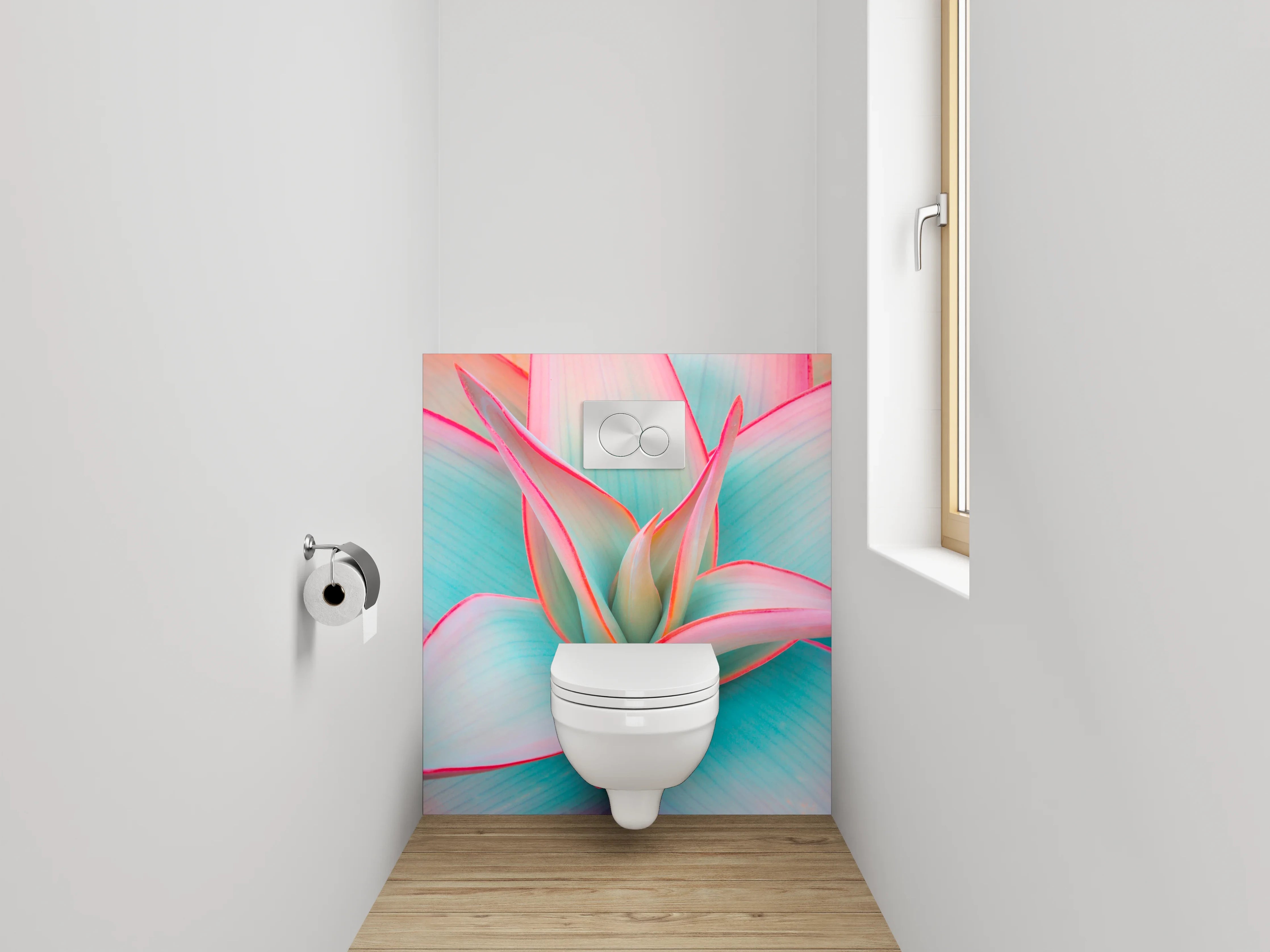 WC-Rückwand - Bunte Sukkulente in Pastell