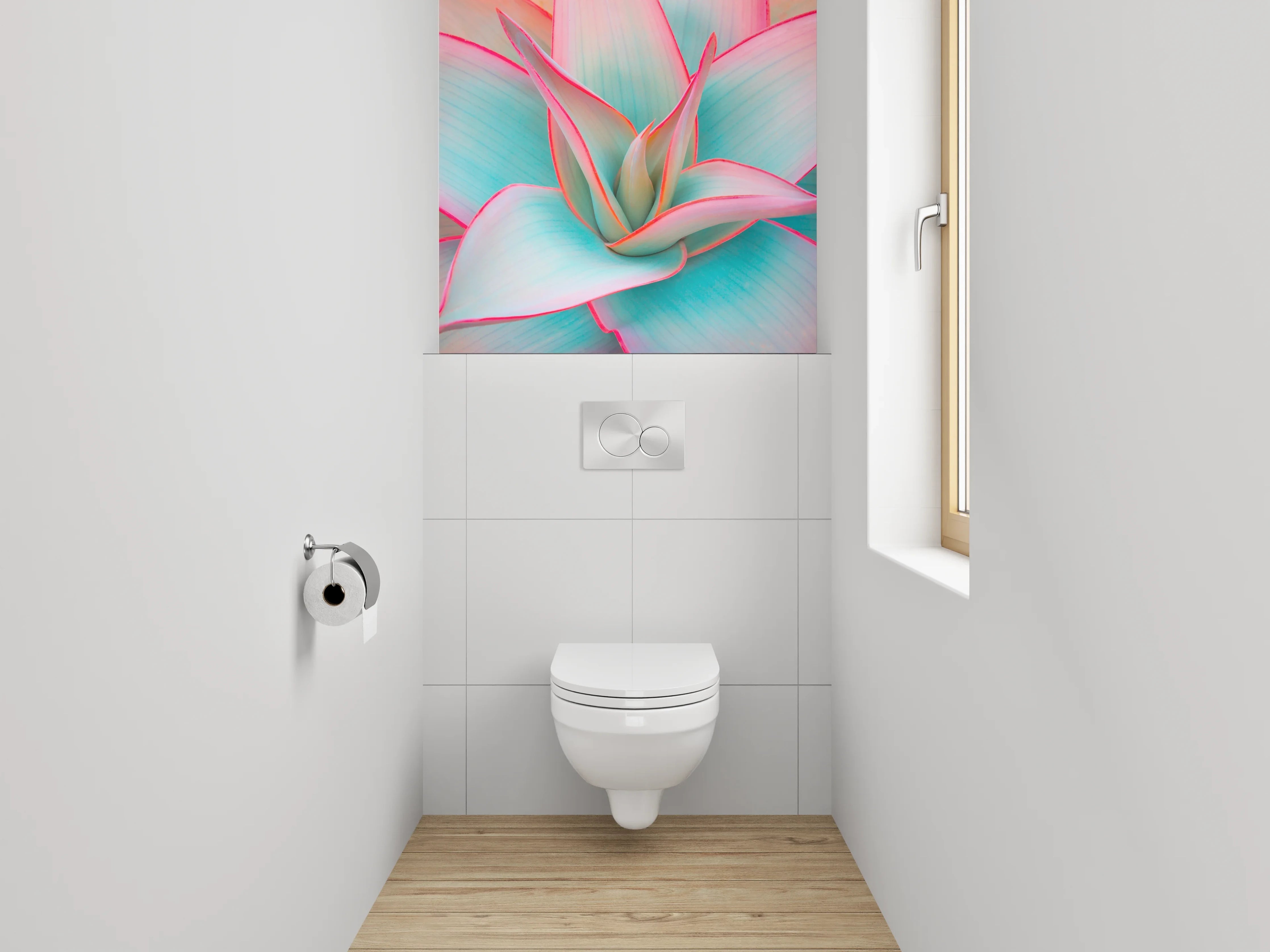 WC-Rückwand - Bunte Sukkulente in Pastell