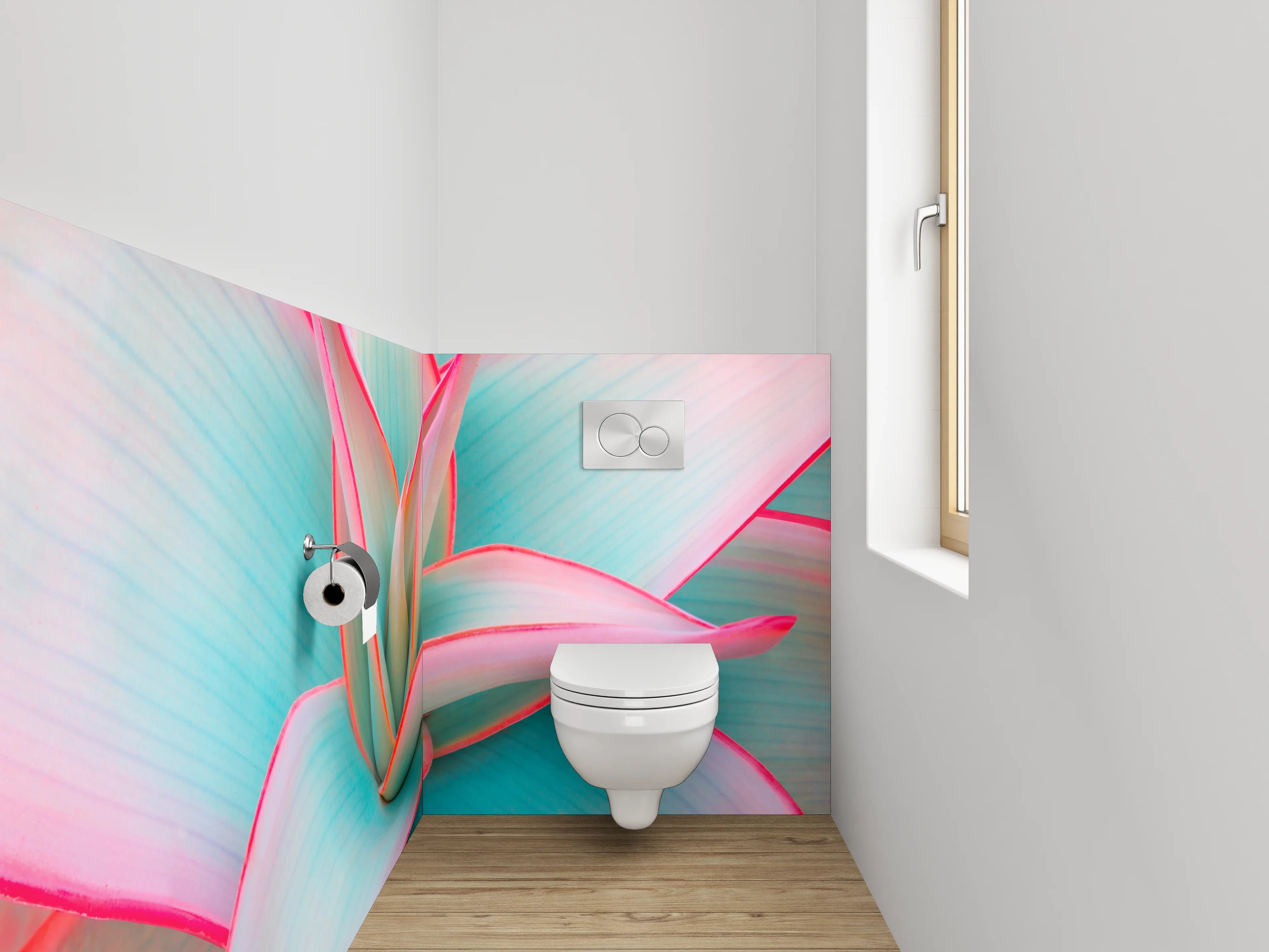 WC-Rückwand - Bunte Sukkulente in Pastell