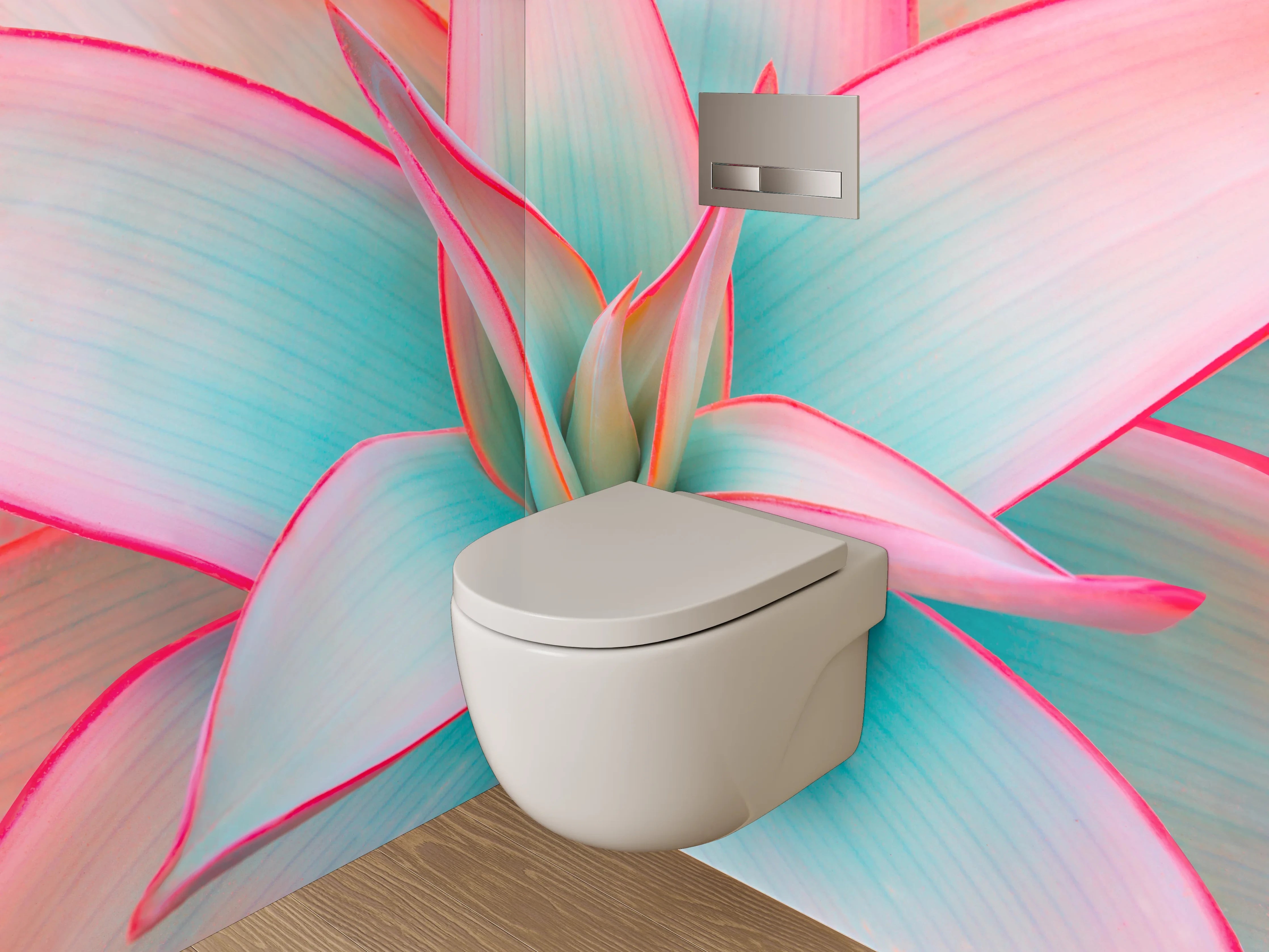 WC-Rückwand - Bunte Sukkulente in Pastell