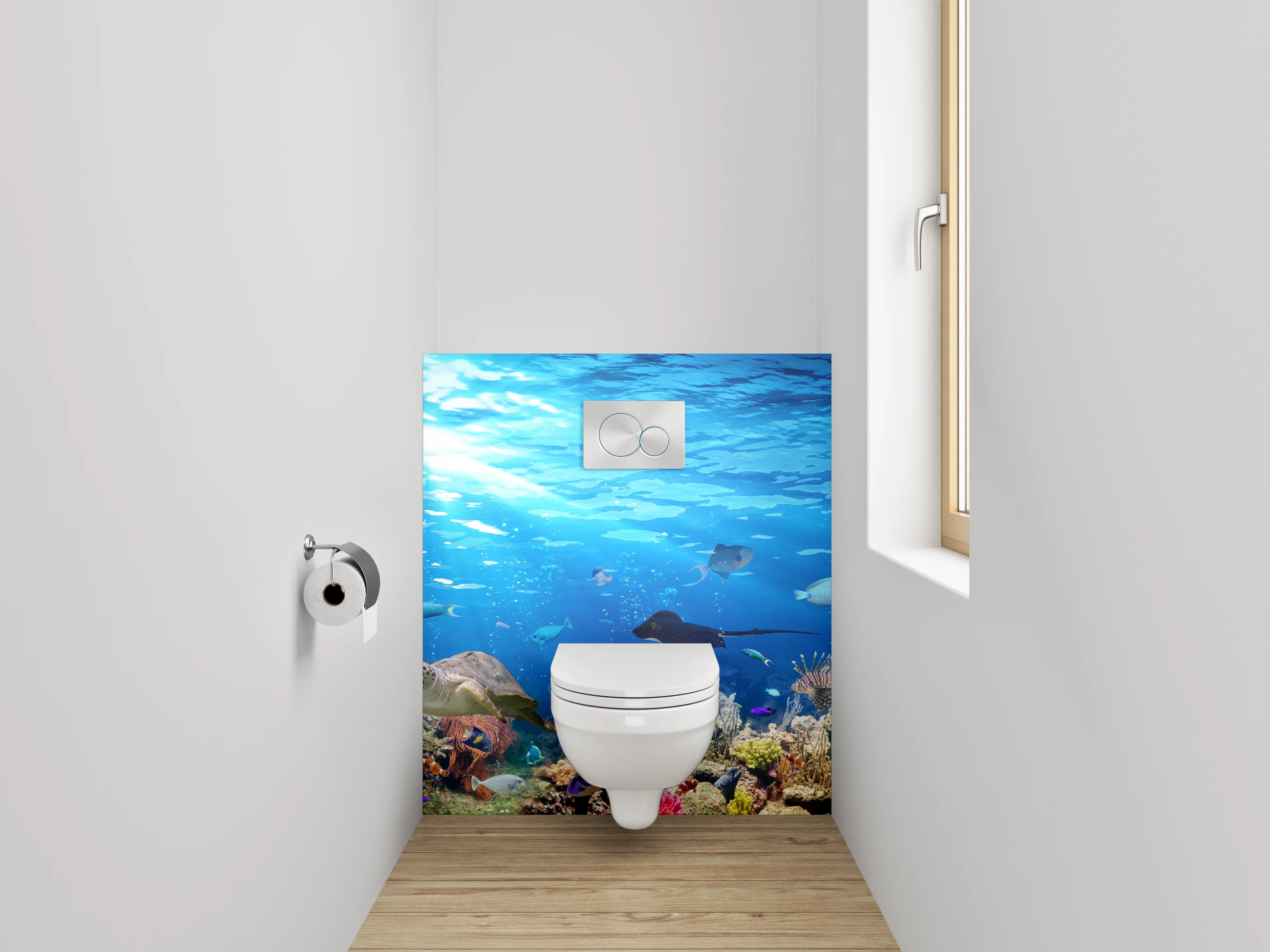 WC-Rückwand - Bunte Unterwasserwelt für Dein Bad