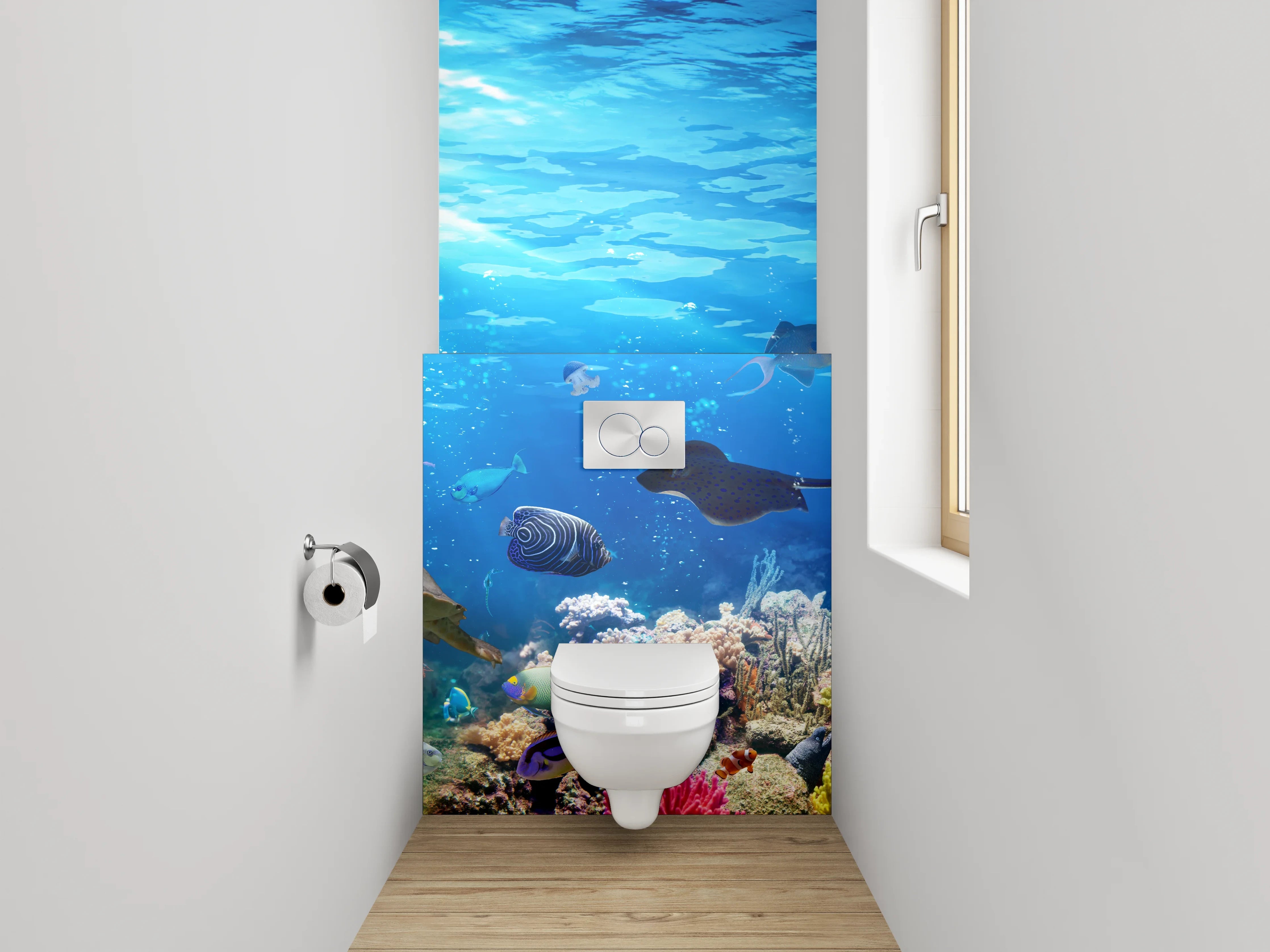 WC-Rückwand - Bunte Unterwasserwelt für Dein Bad