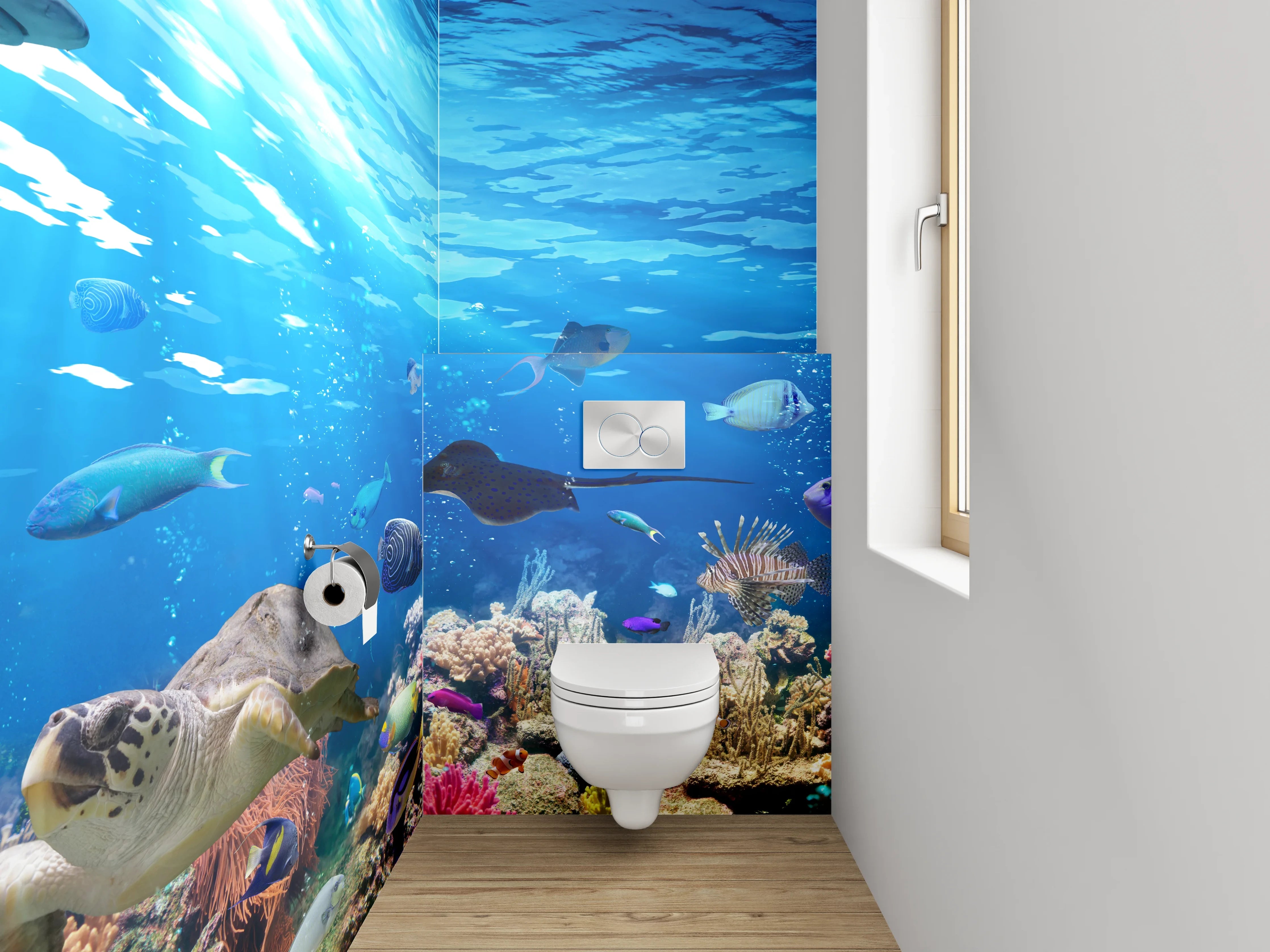 WC-Rückwand - Bunte Unterwasserwelt für Dein Bad