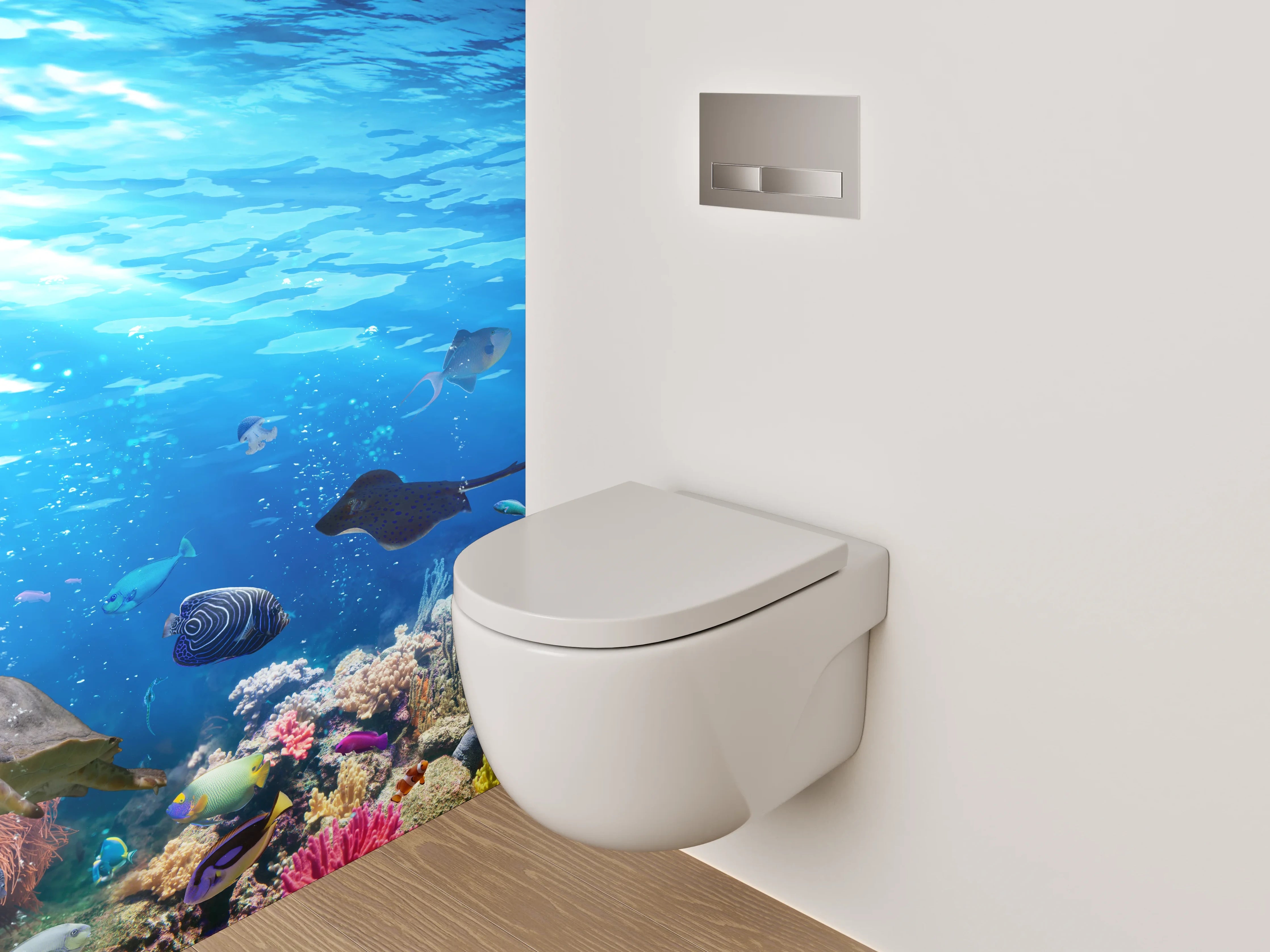 WC-Rückwand - Bunte Unterwasserwelt für Dein Bad