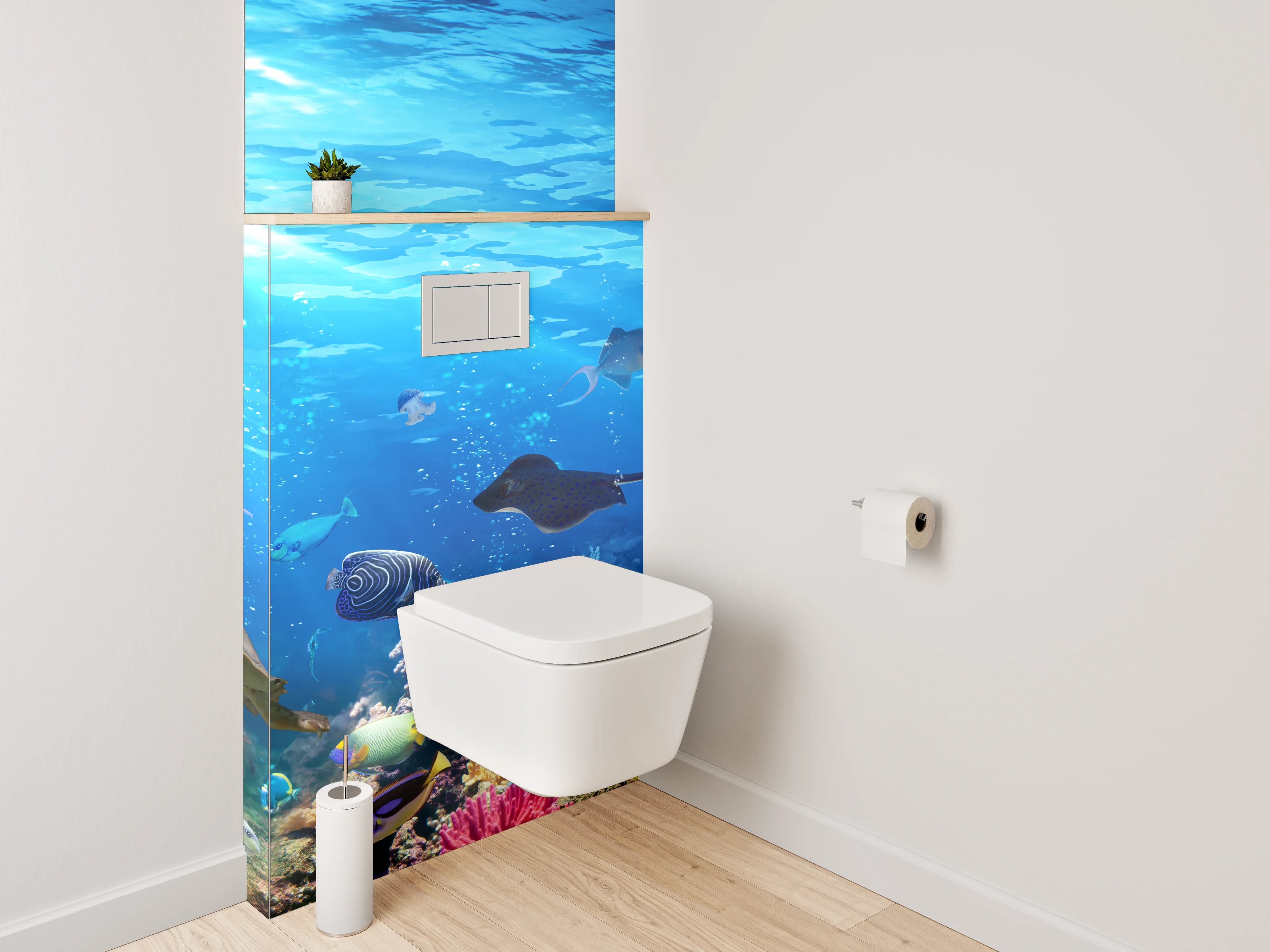 WC-Rückwand - Bunte Unterwasserwelt für Dein Bad