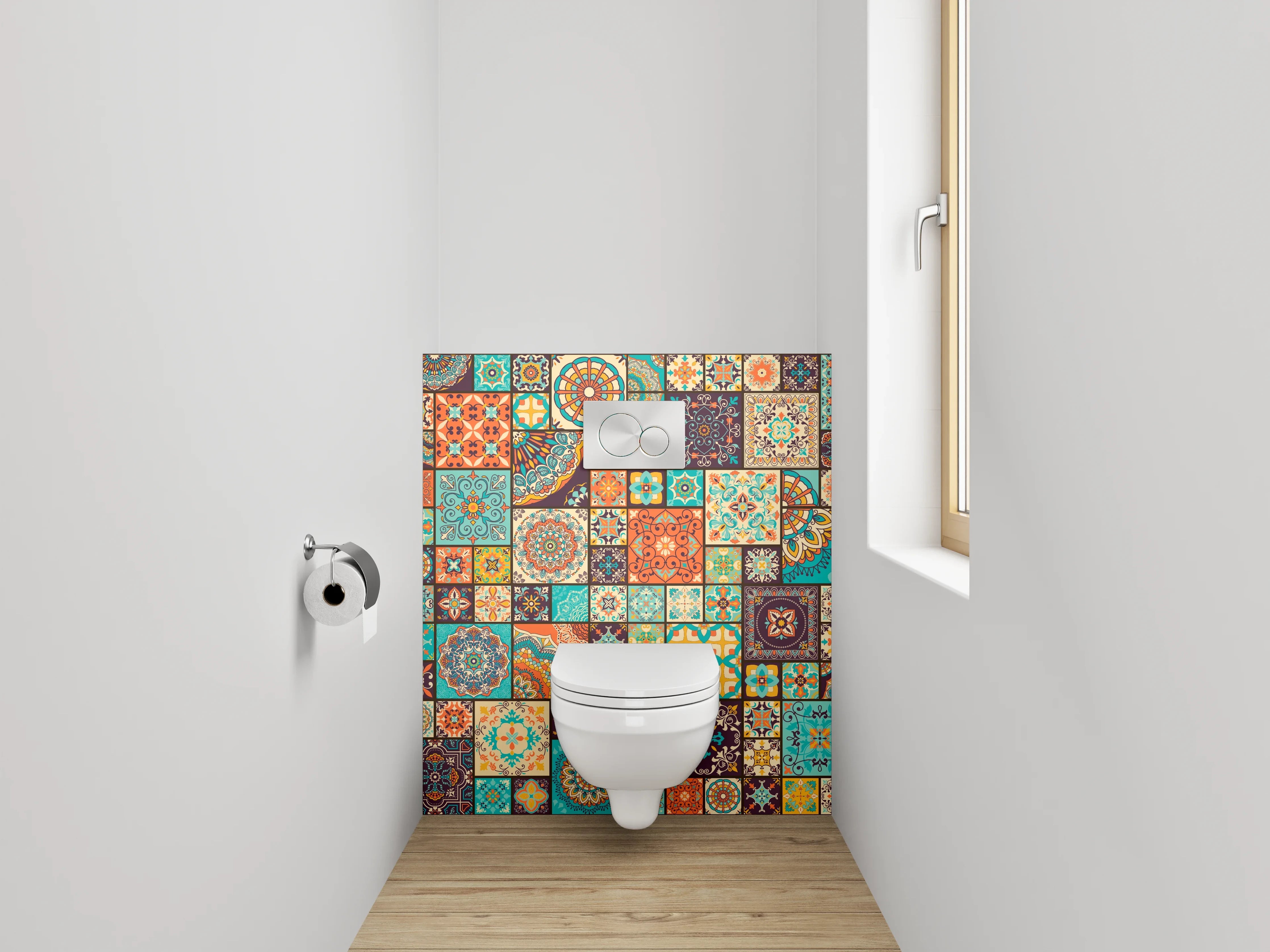 WC-Rückwand - Bunte Vintage Fliesen Mosaik Design