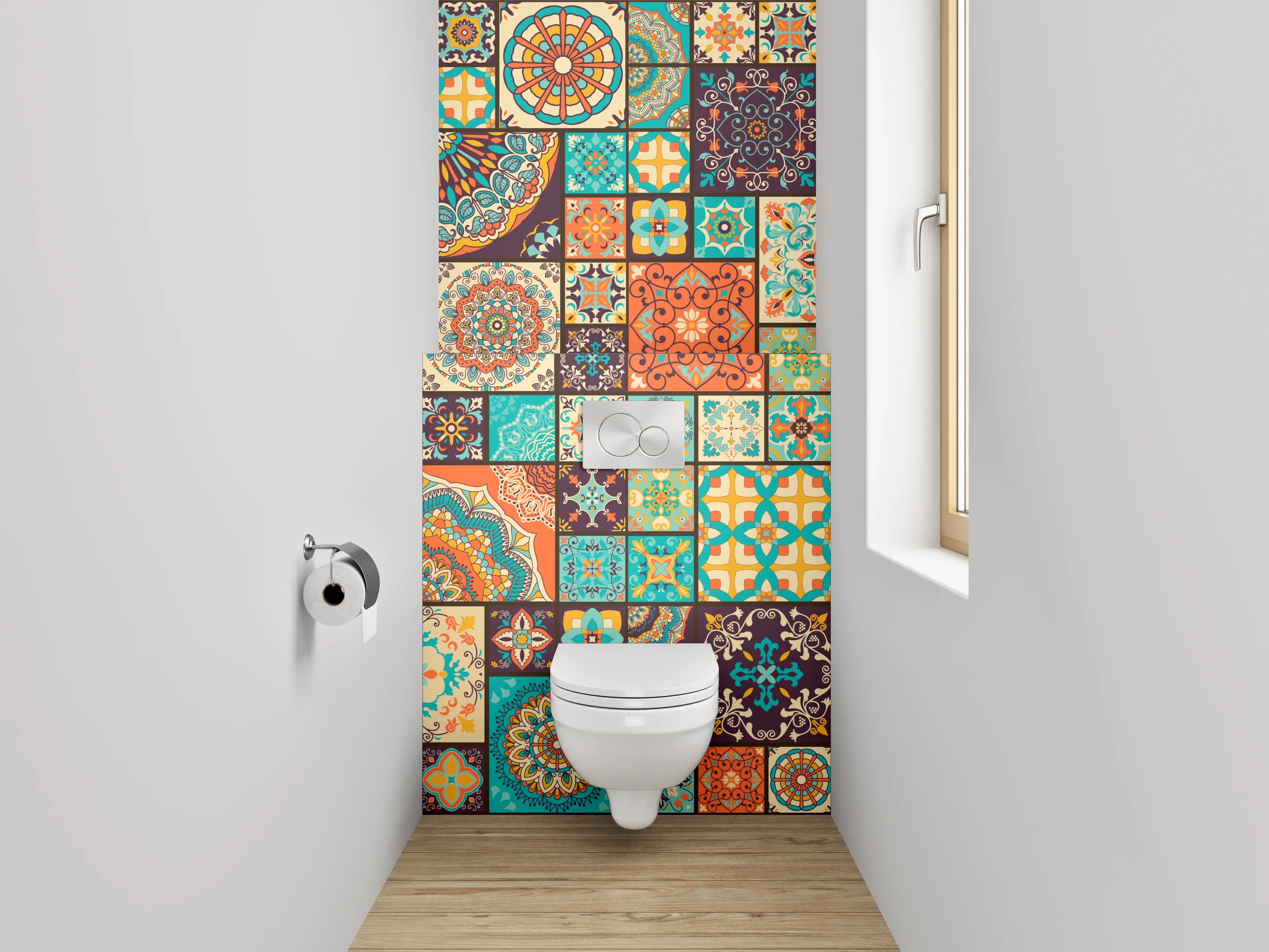 WC-Rückwand - Bunte Vintage Fliesen Mosaik Design