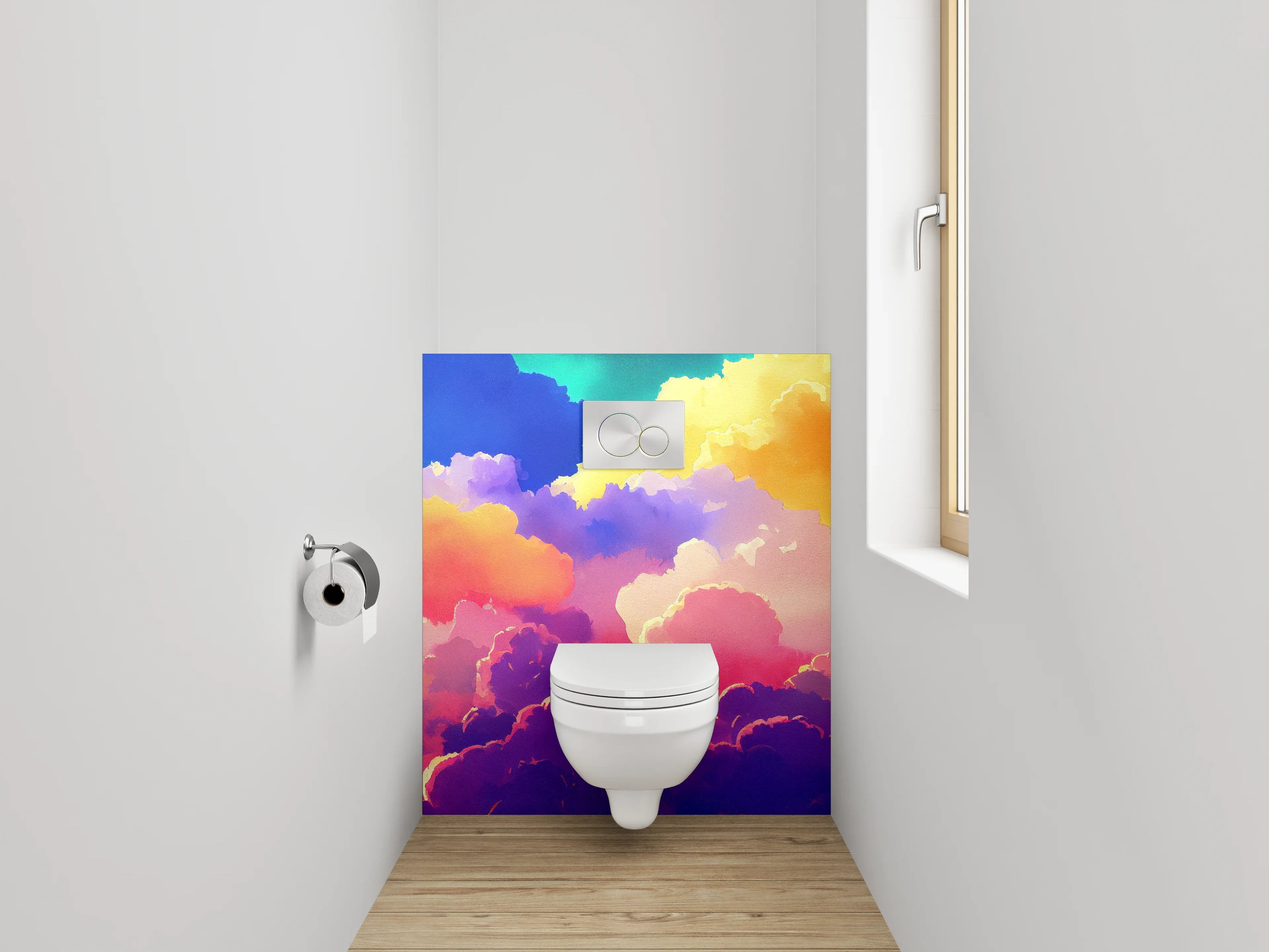 WC-Rückwand - Bunte Wolken Aquarell Himmel