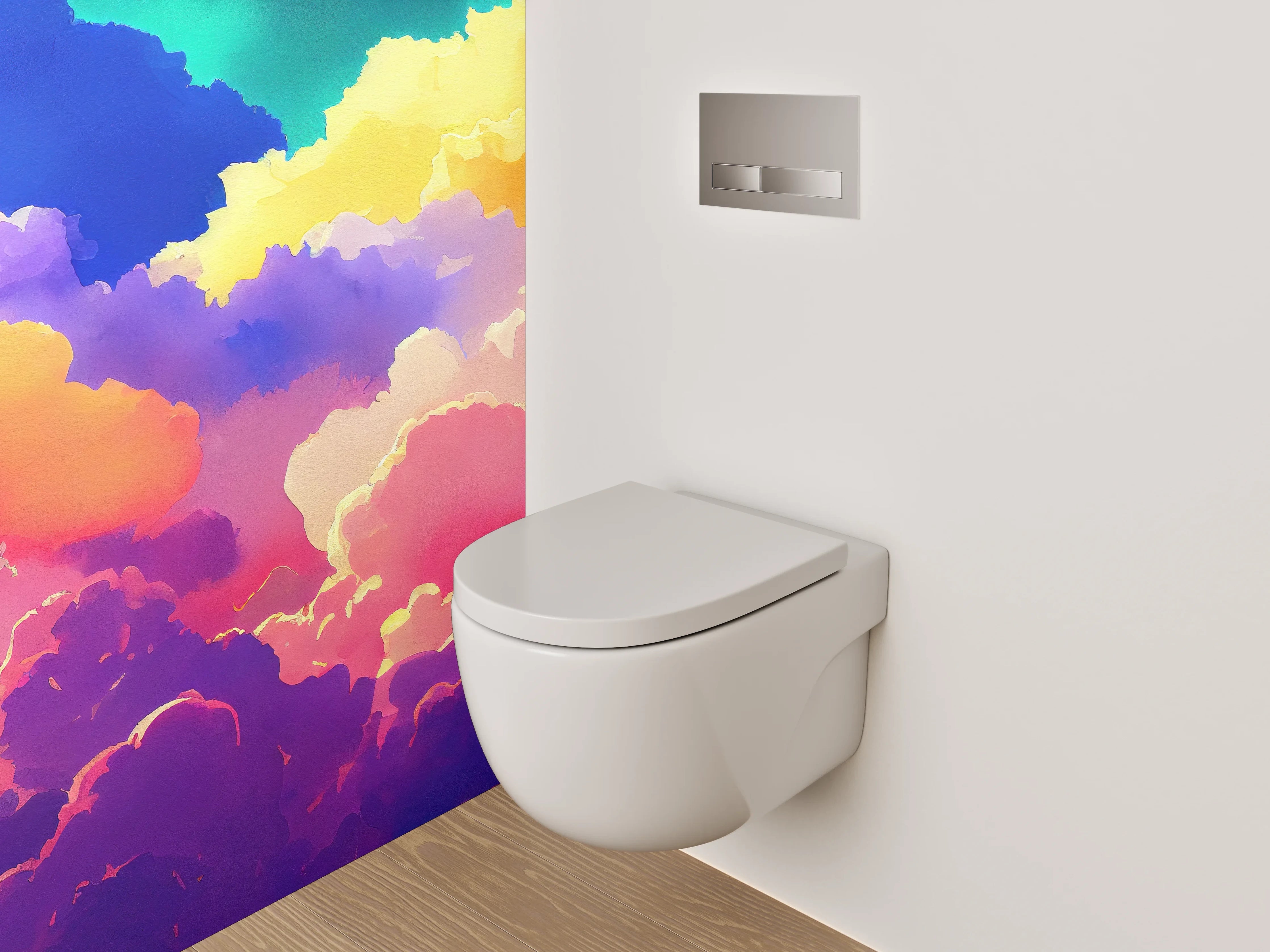 WC-Rückwand - Bunte Wolken Aquarell Himmel