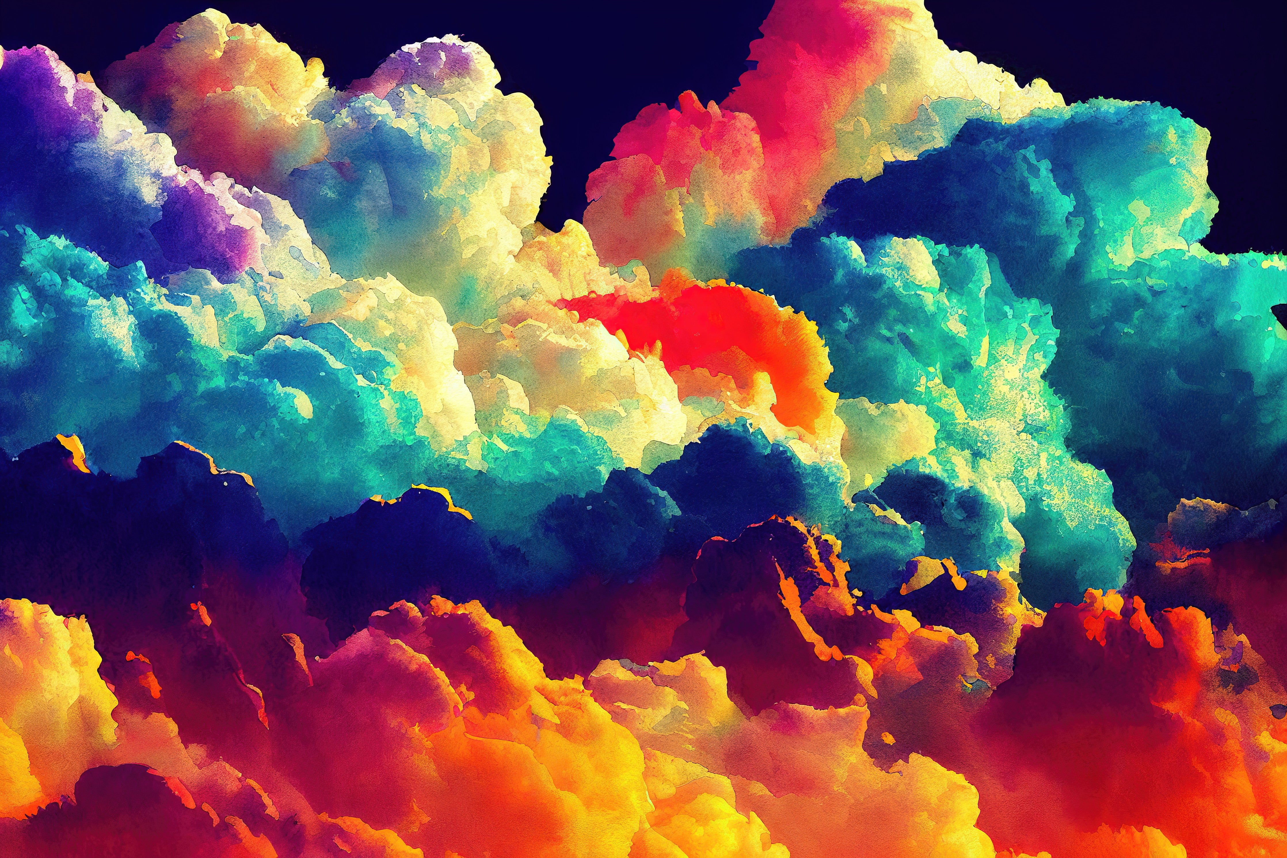 WC-Rückwand-Bunte Wolken Aquarell abstrakt