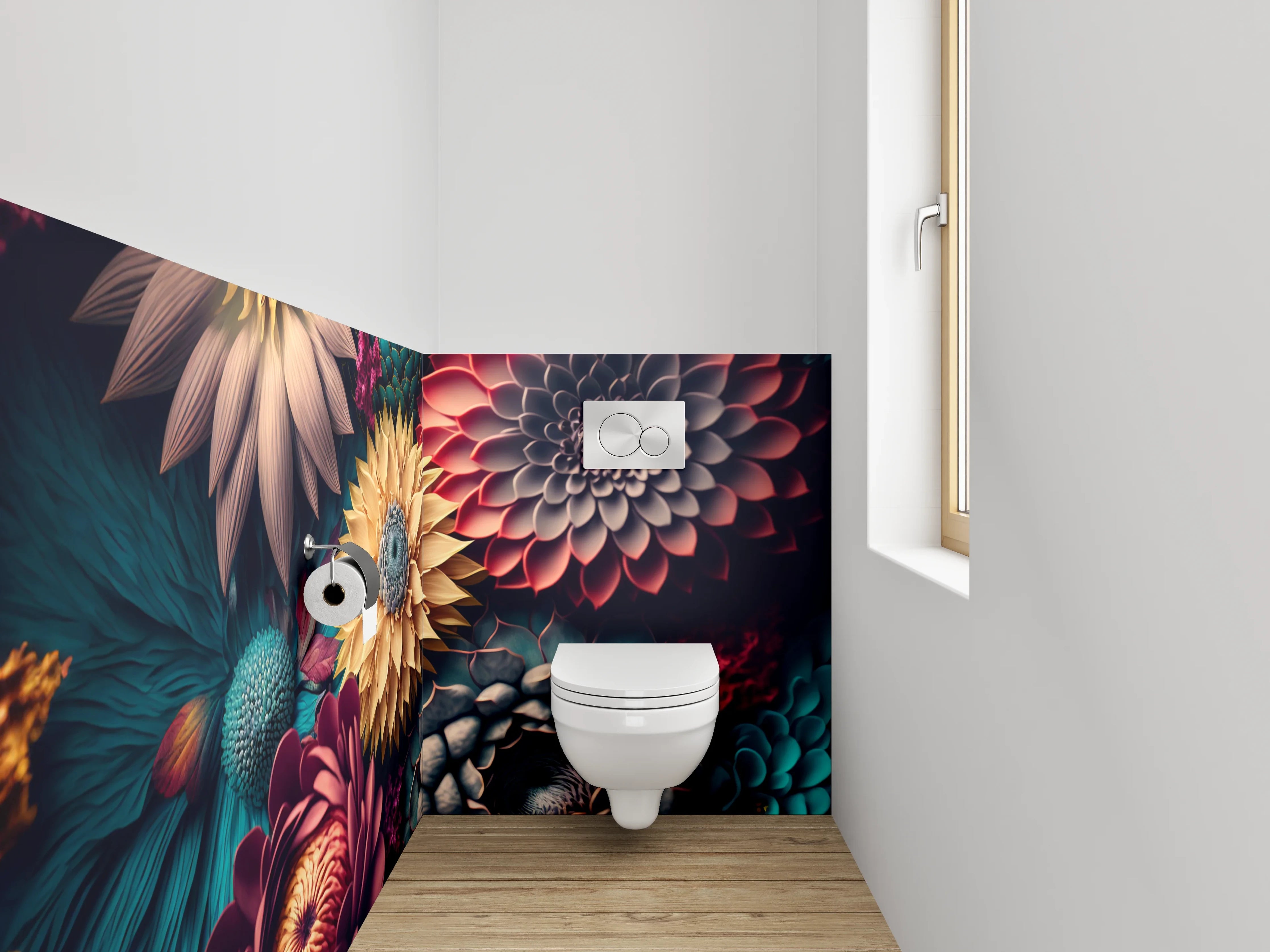 WC-Rückwand - Bunte abstrakte Blumenpracht Kunst