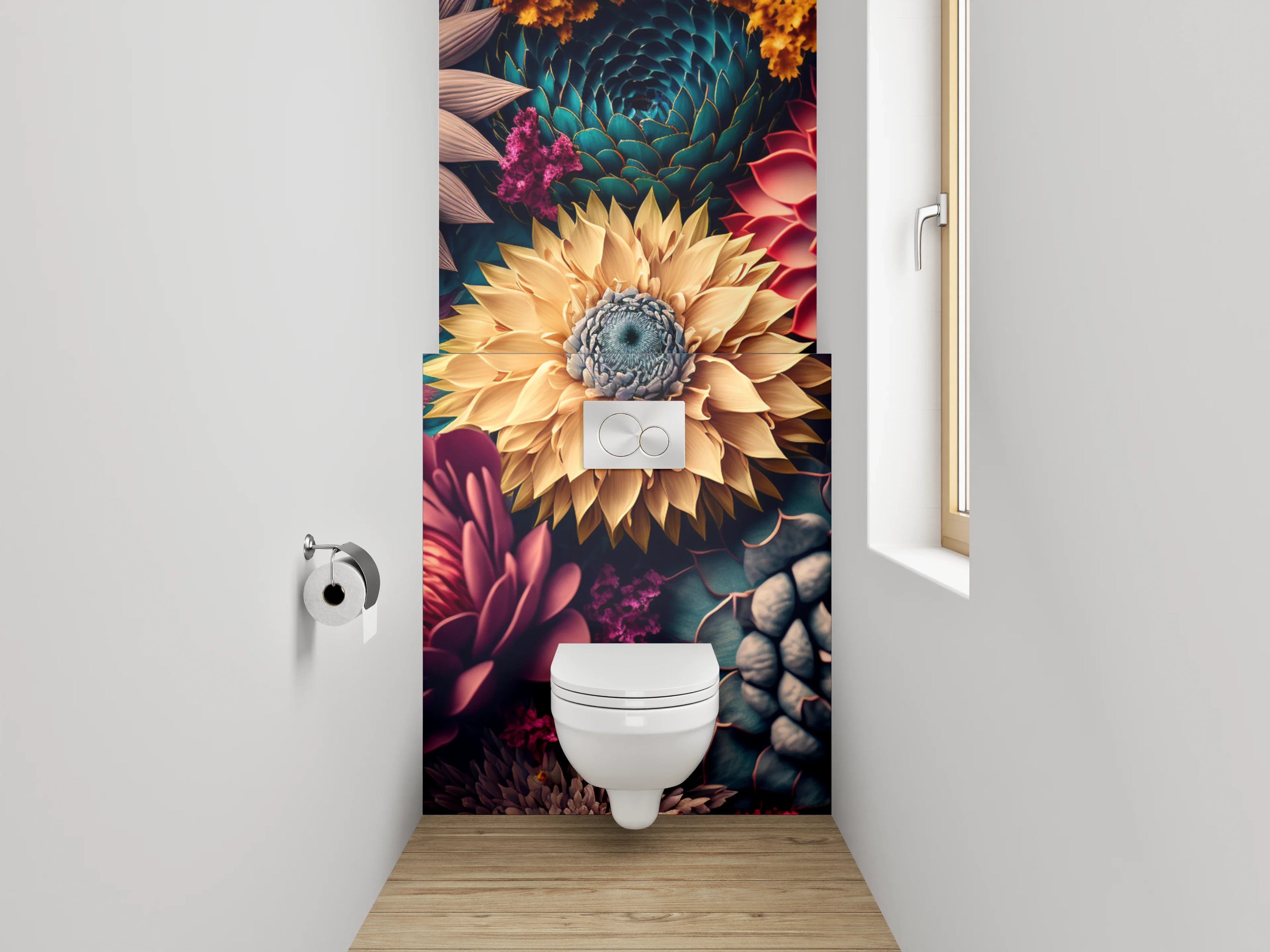 WC-Rückwand - Bunte abstrakte Blumenpracht Kunst