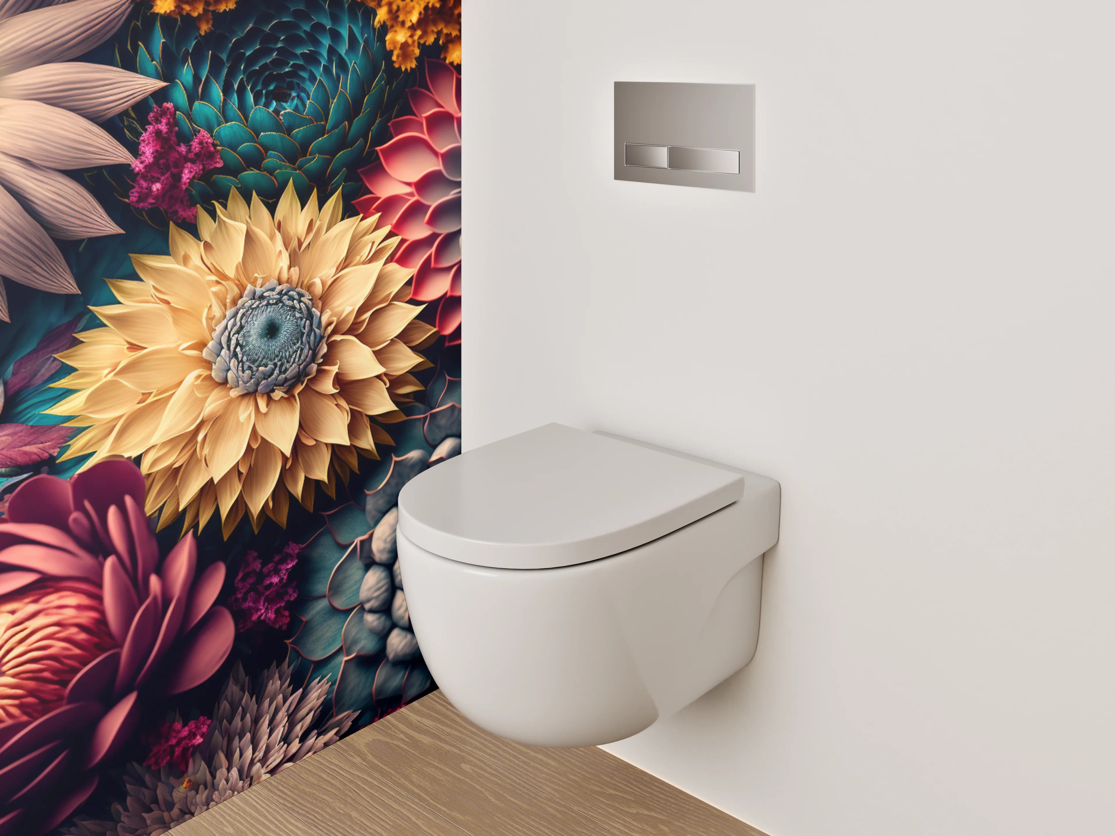 WC-Rückwand - Bunte abstrakte Blumenpracht Kunst