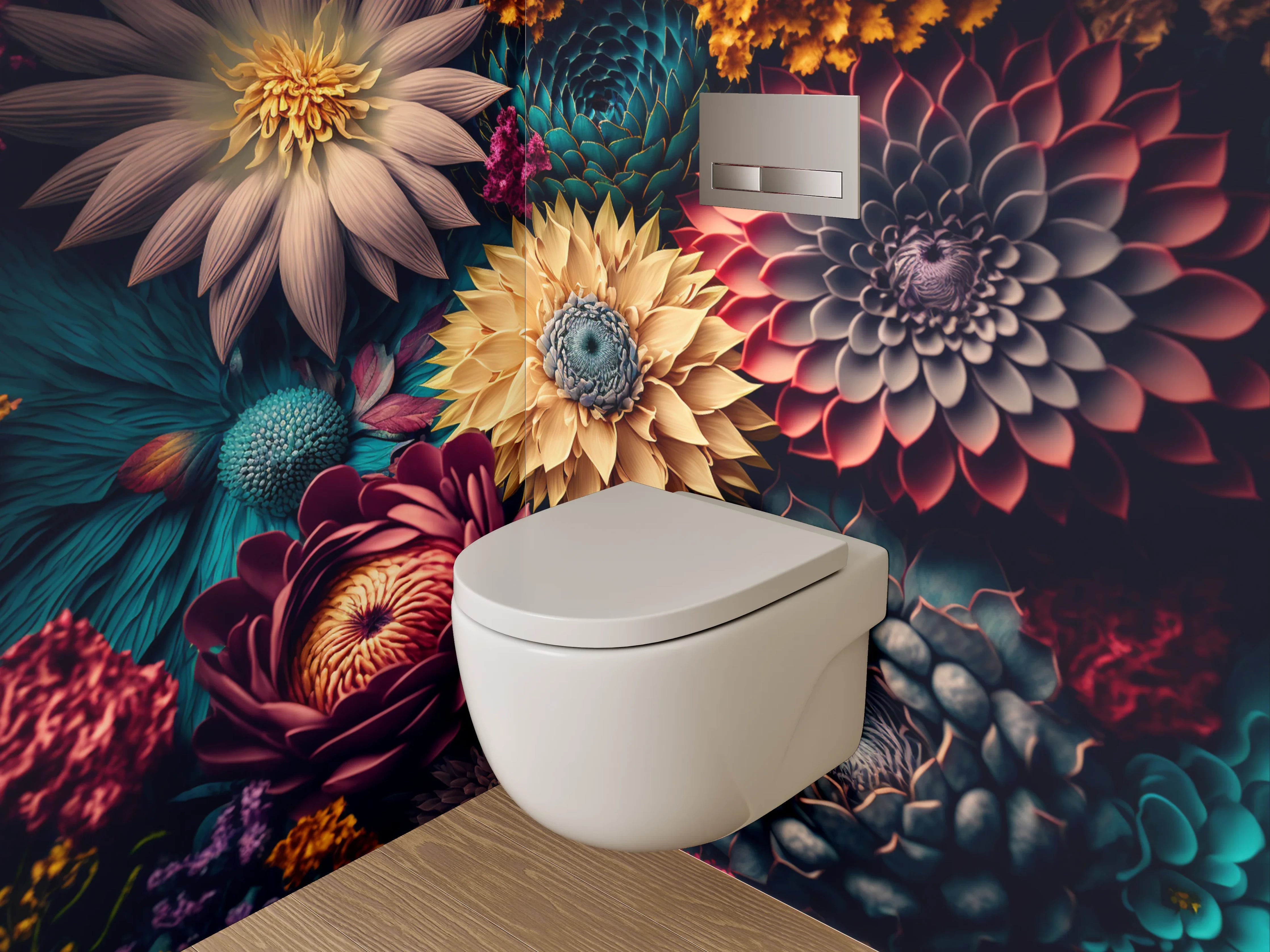 WC-Rückwand - Bunte abstrakte Blumenpracht Kunst