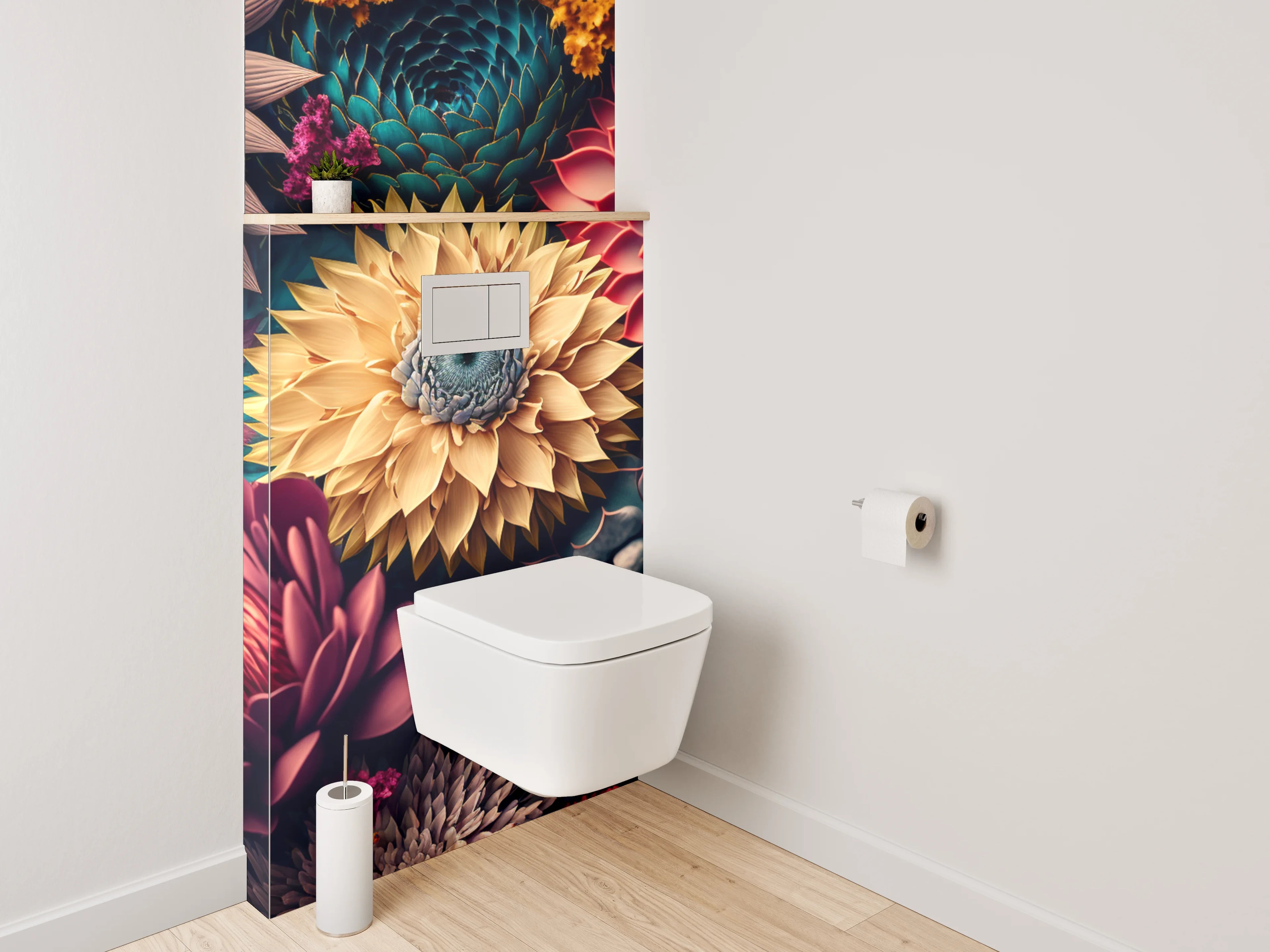 WC-Rückwand - Bunte abstrakte Blumenpracht Kunst