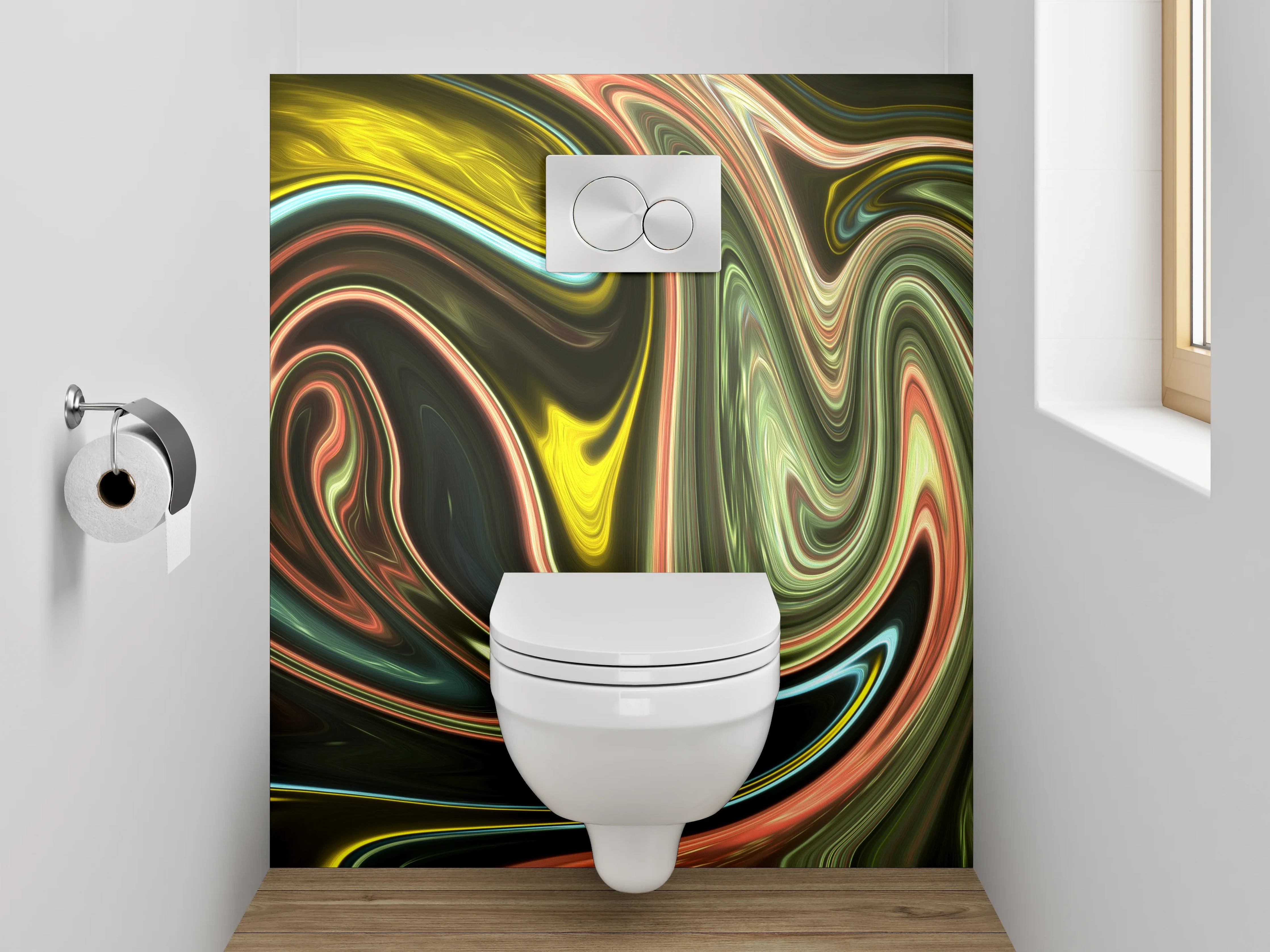 WC-Rückwand - Bunte abstrakte Wirbel modern