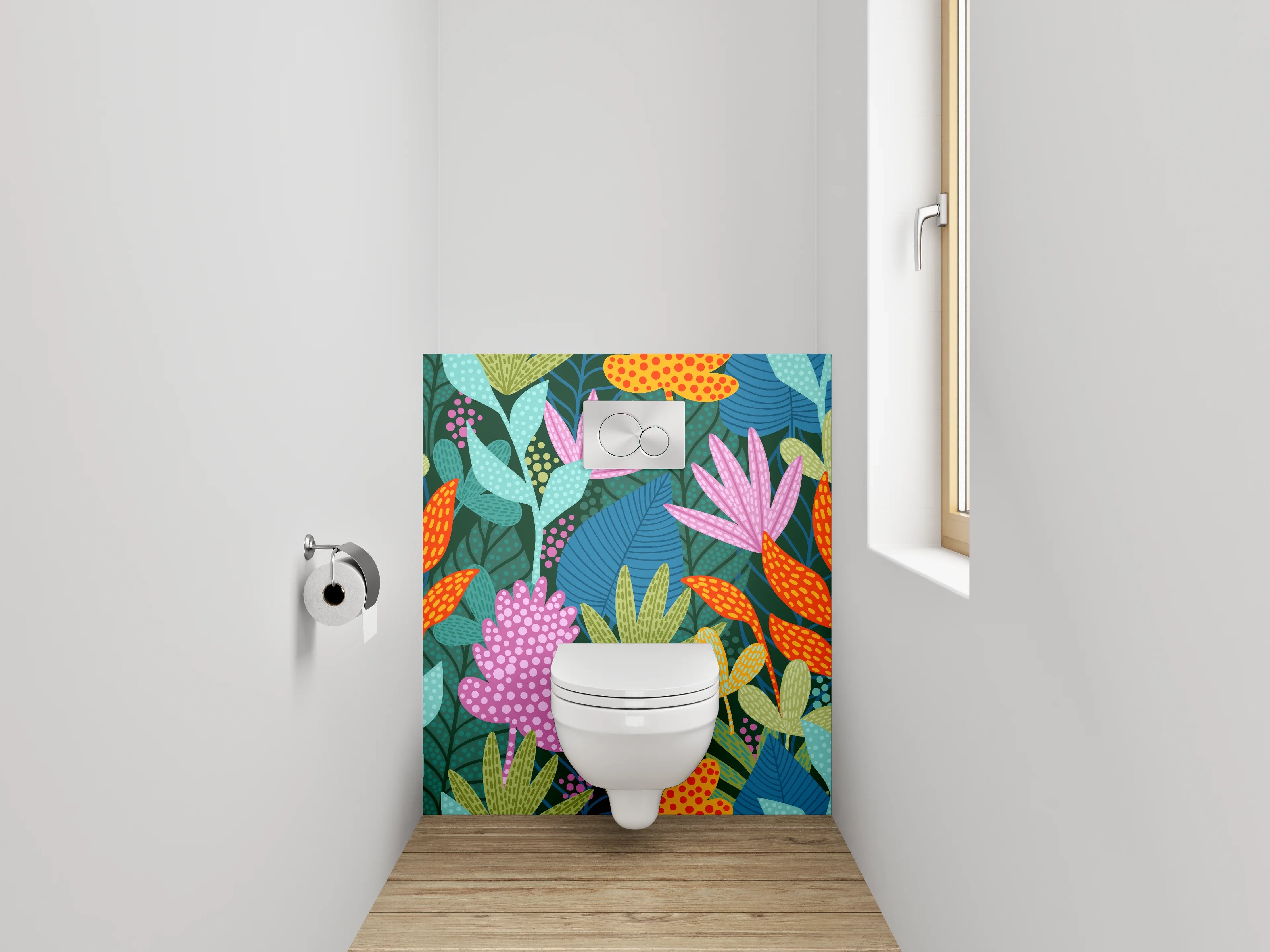 WC-Rückwand - Bunte florale Pattern Illustration