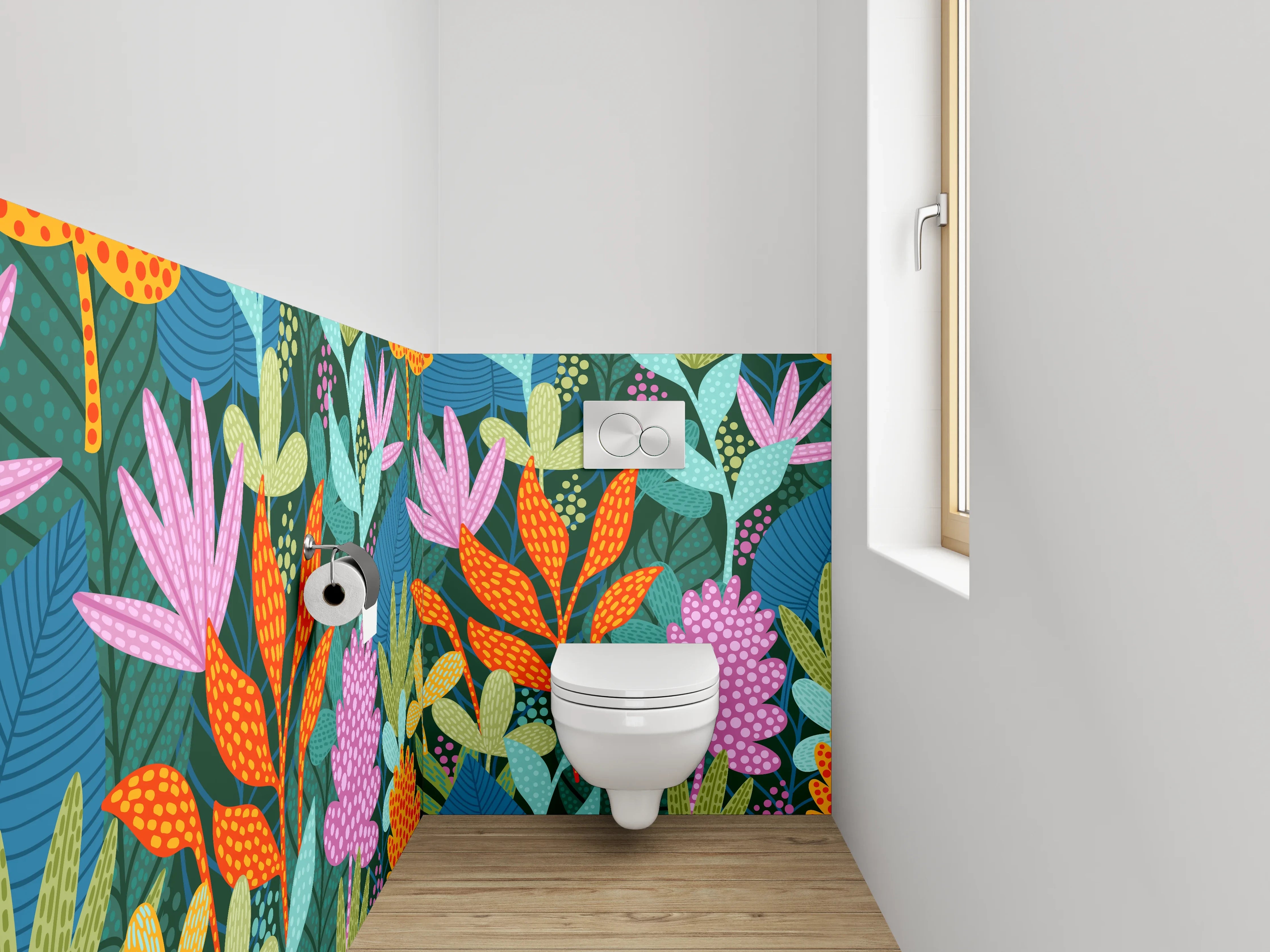 WC-Rückwand - Bunte florale Pattern Illustration