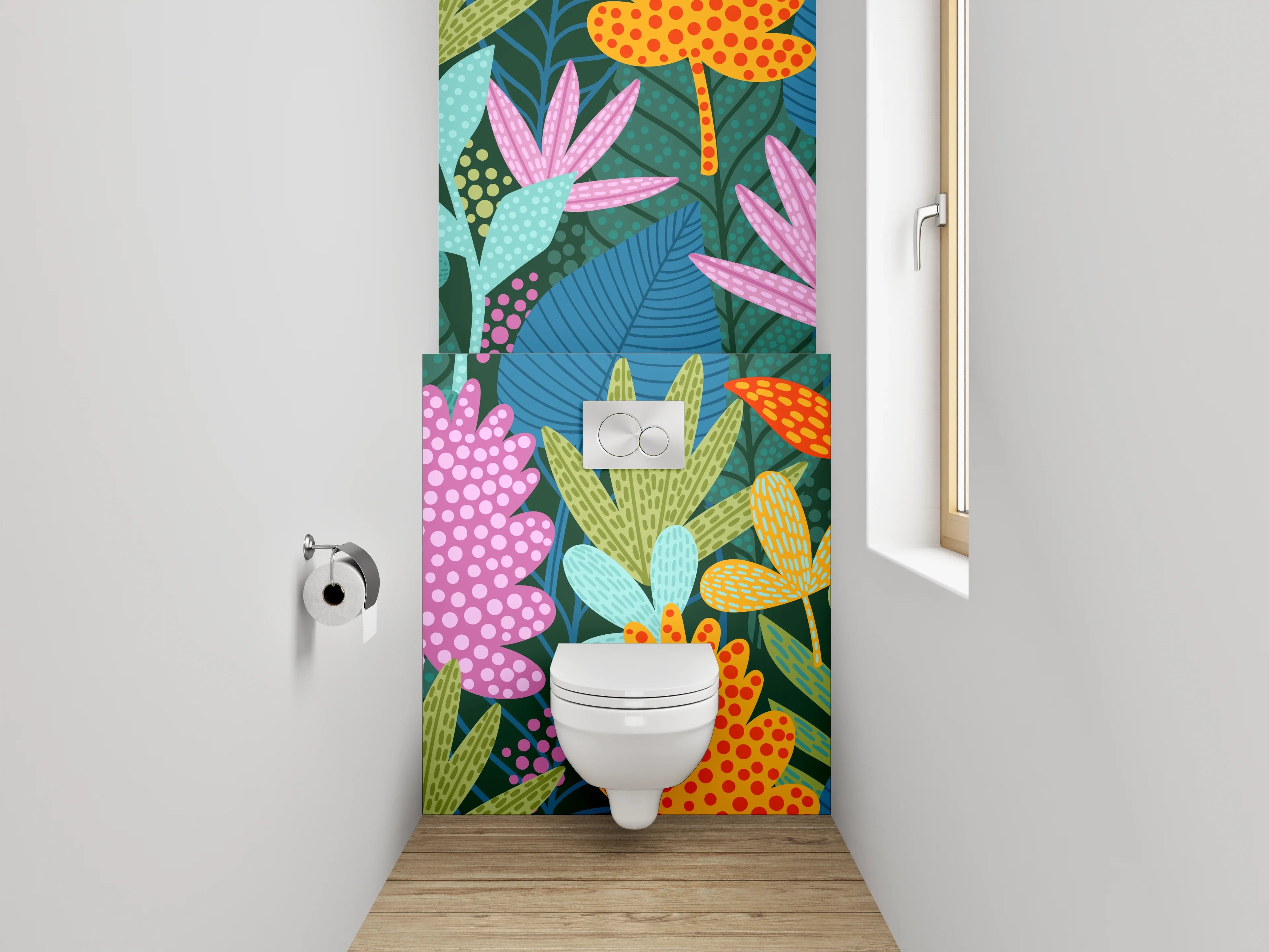 WC-Rückwand - Bunte florale Pattern Illustration
