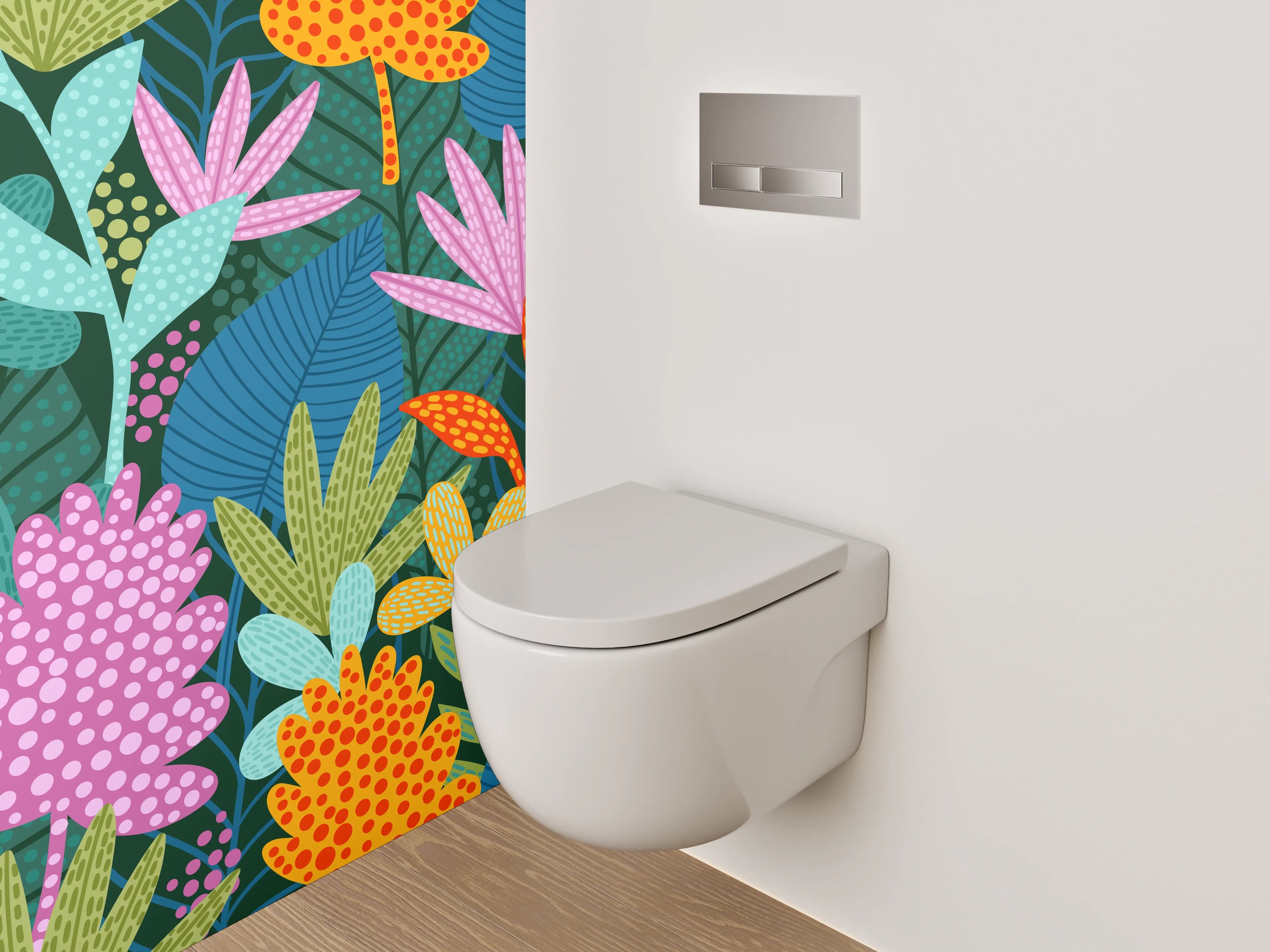 WC-Rückwand - Bunte florale Pattern Illustration