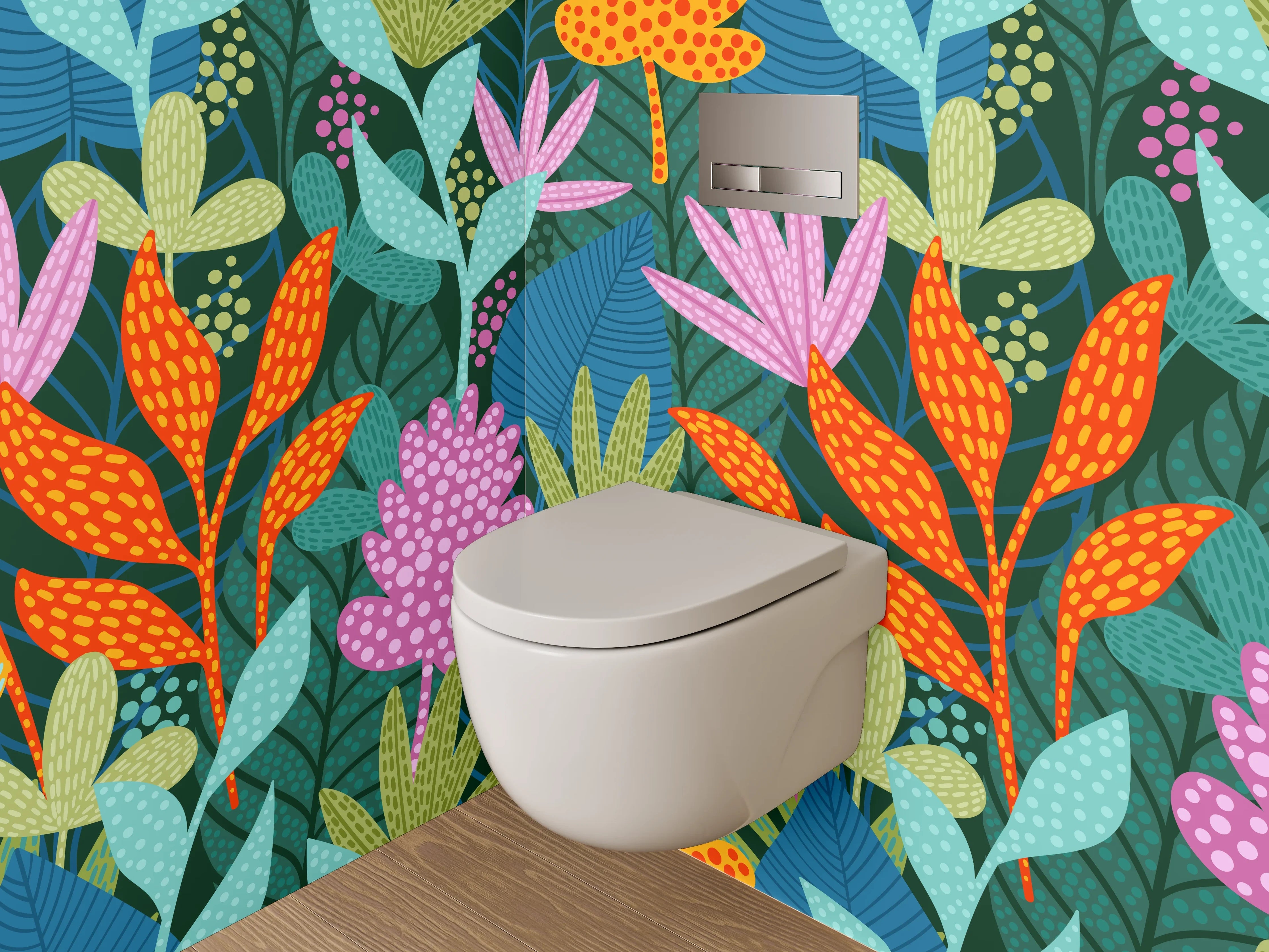 WC-Rückwand - Bunte florale Pattern Illustration
