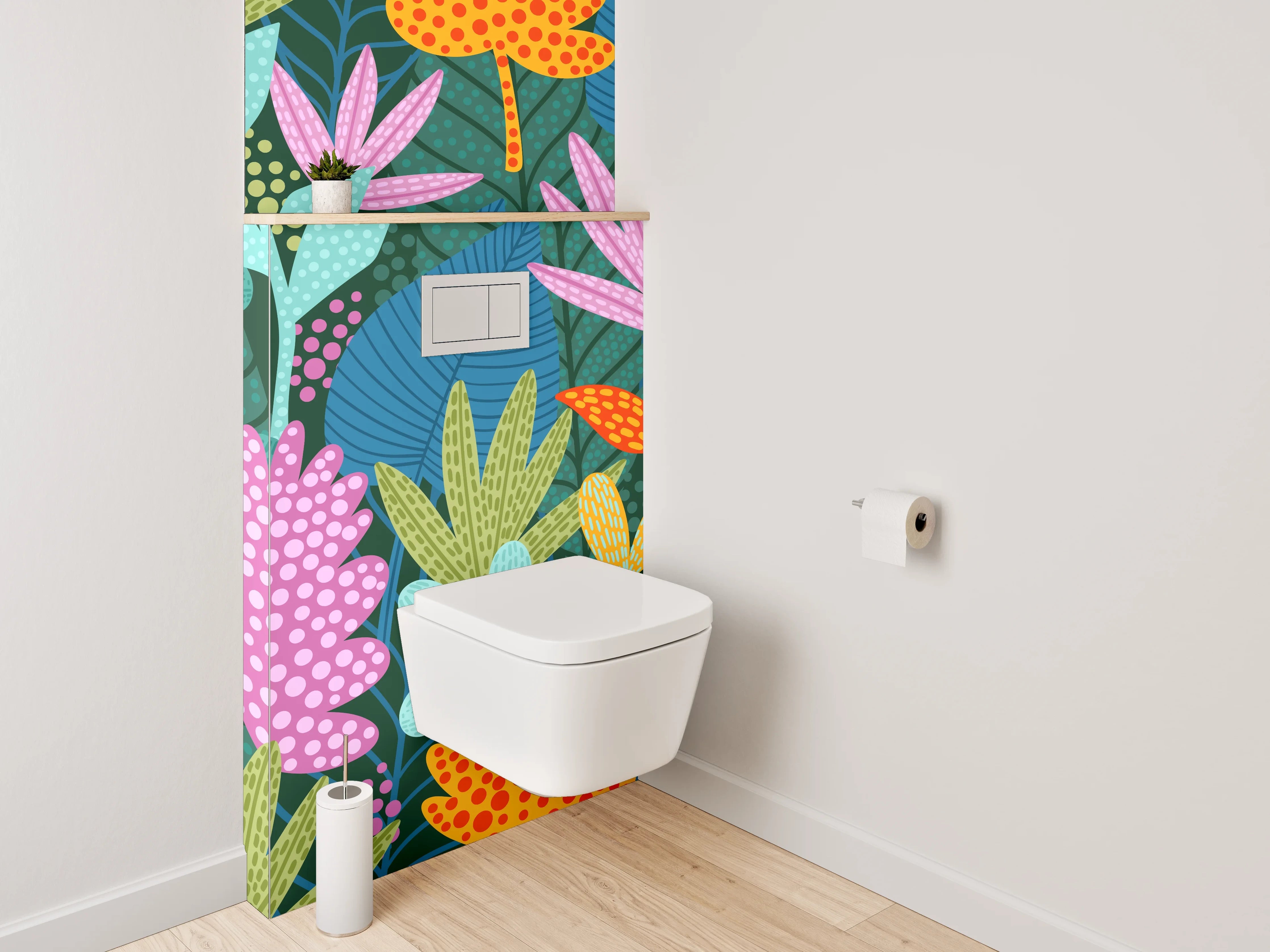 WC-Rückwand - Bunte florale Pattern Illustration