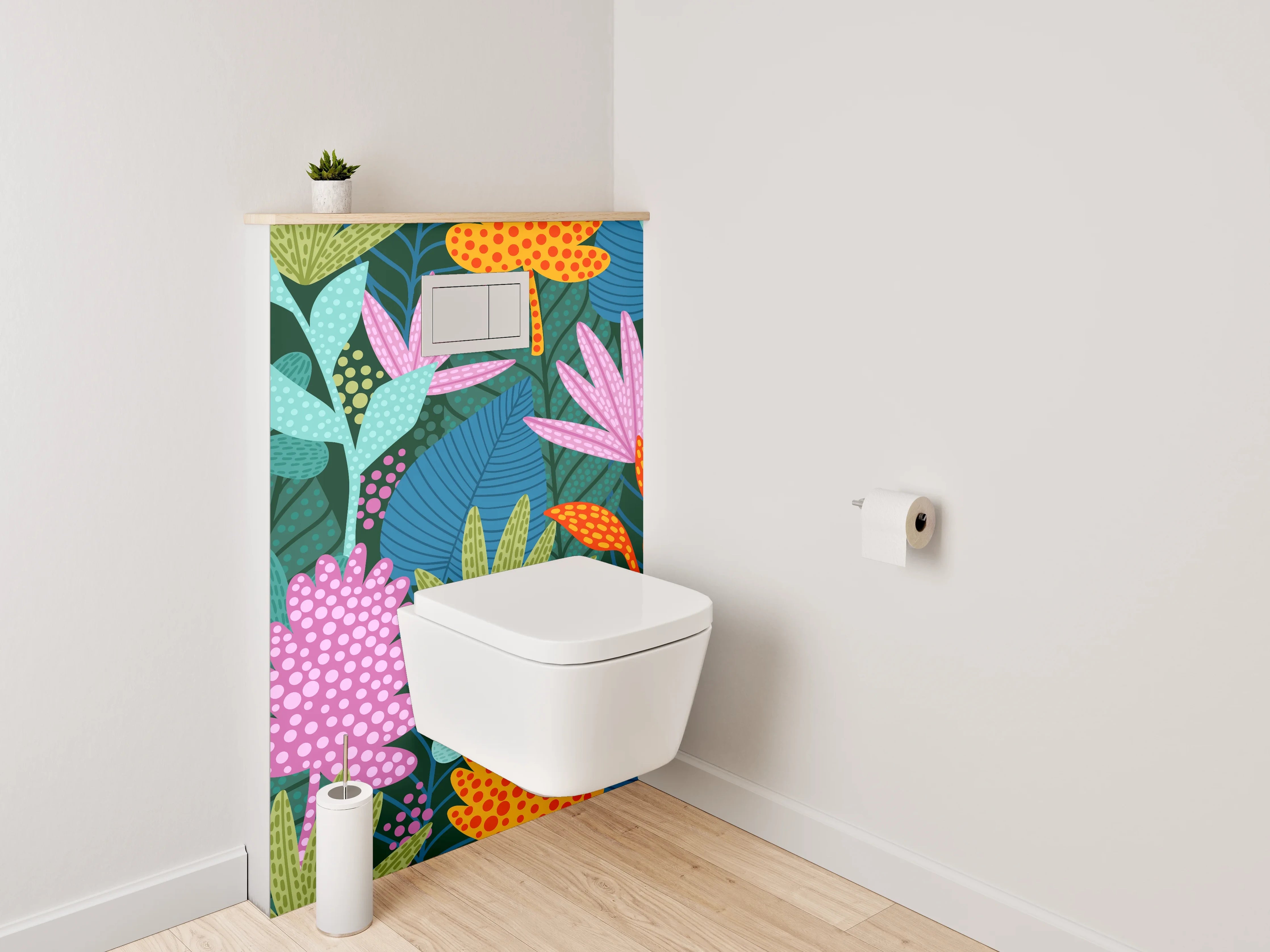 WC-Rückwand - Bunte florale Pattern Illustration