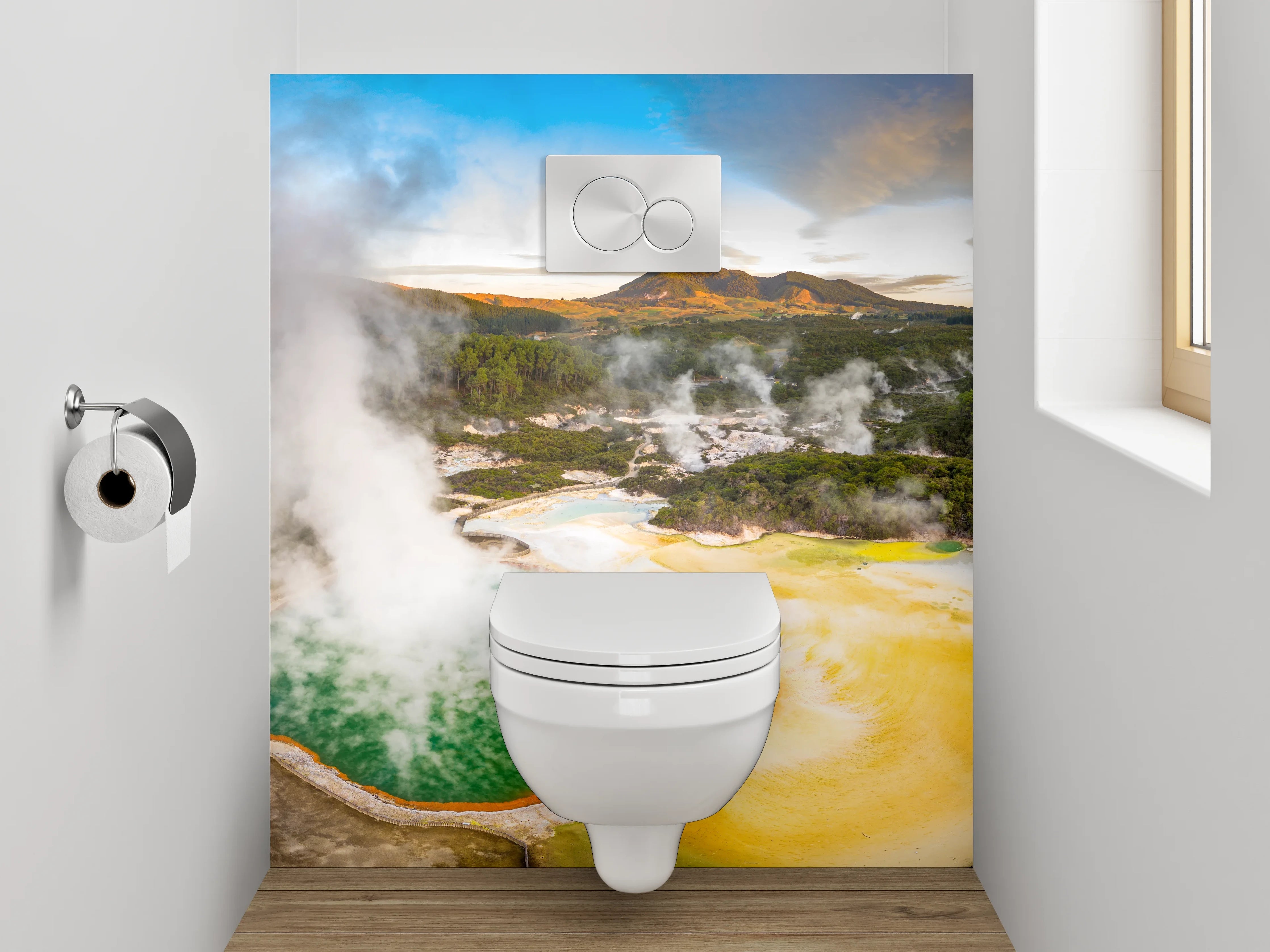 WC-Rückwand - Bunte heiße Quelle Panorama