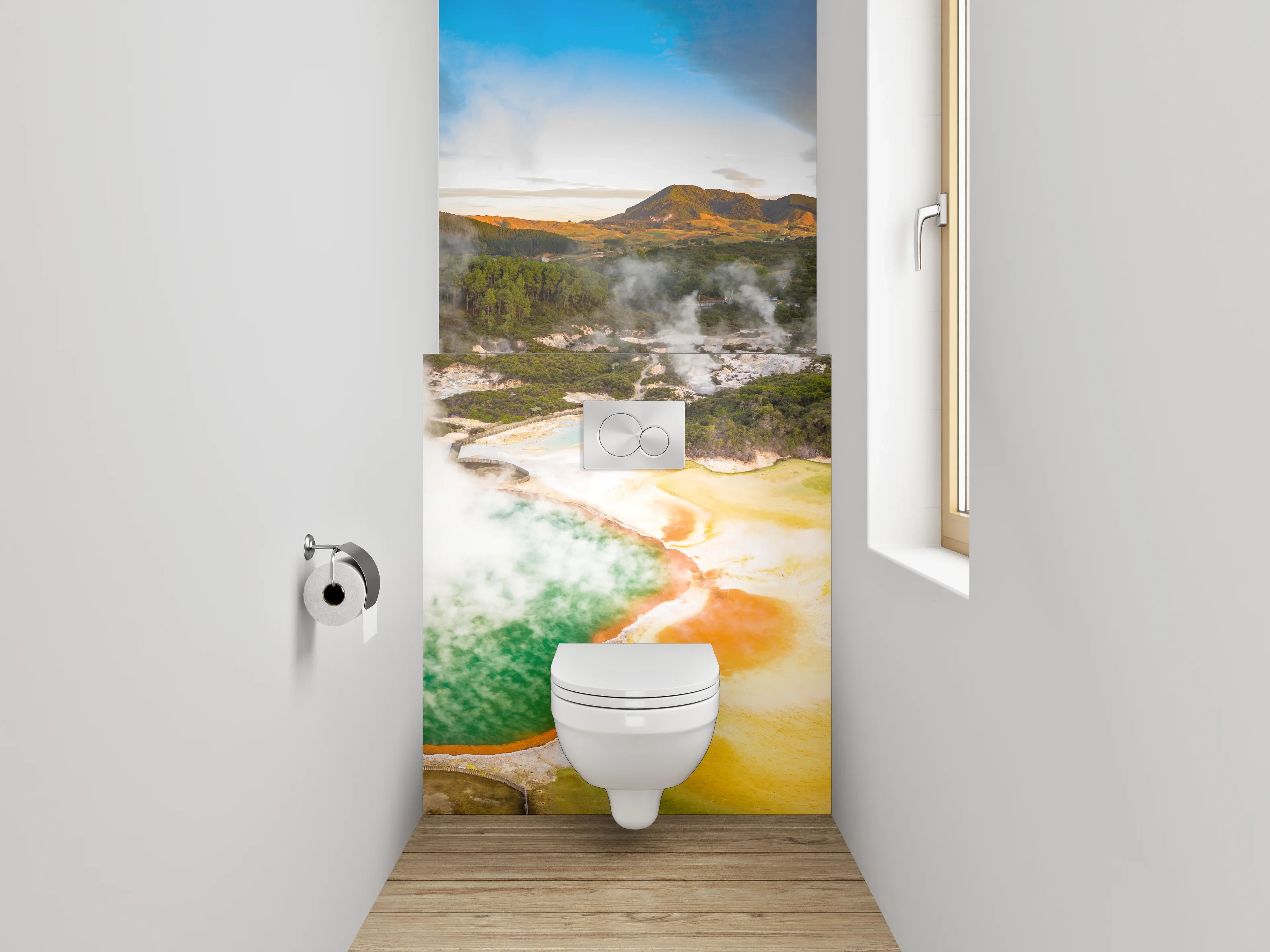 WC-Rückwand - Bunte heiße Quelle Panorama
