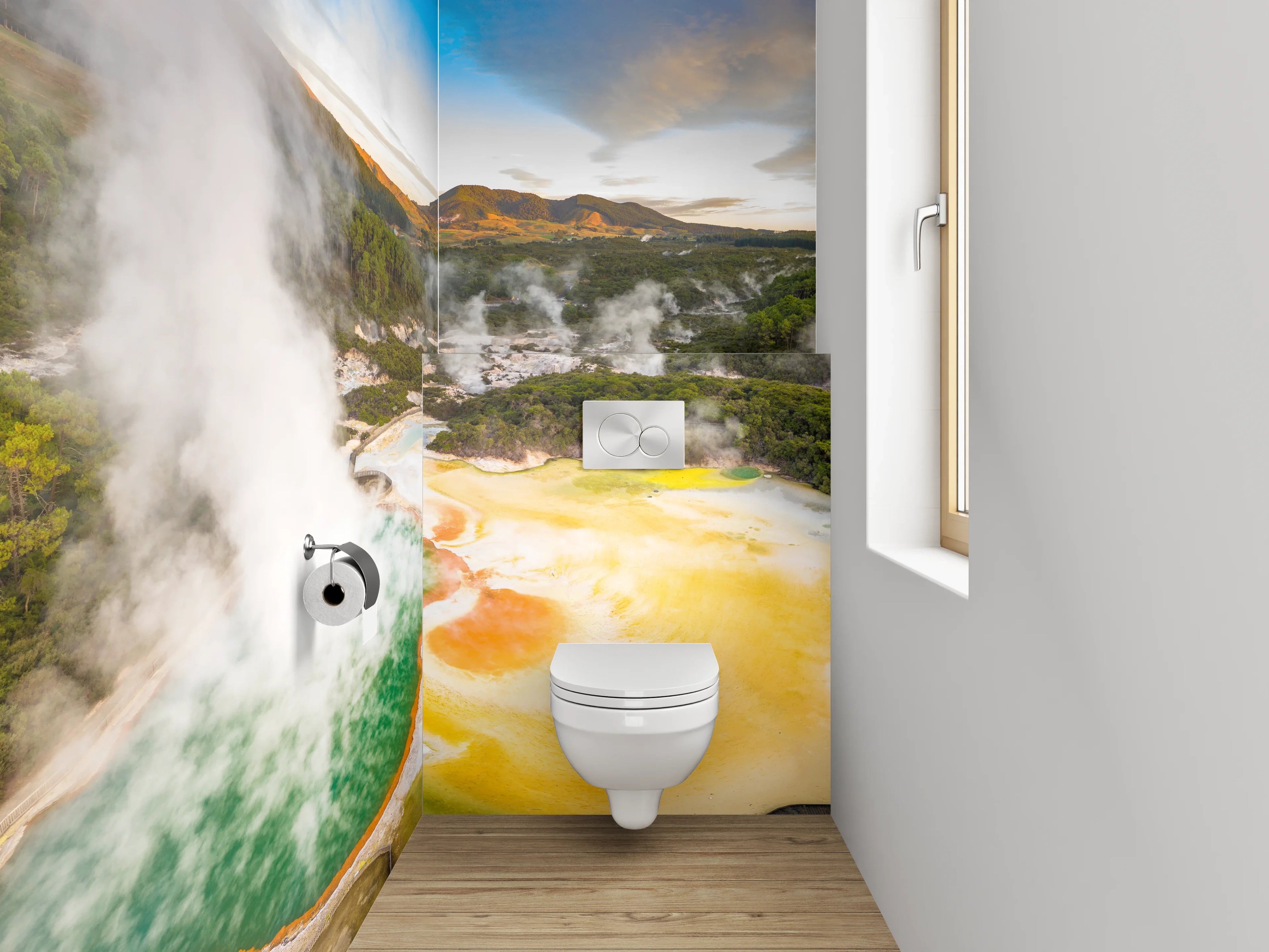 WC-Rückwand - Bunte heiße Quelle Panorama