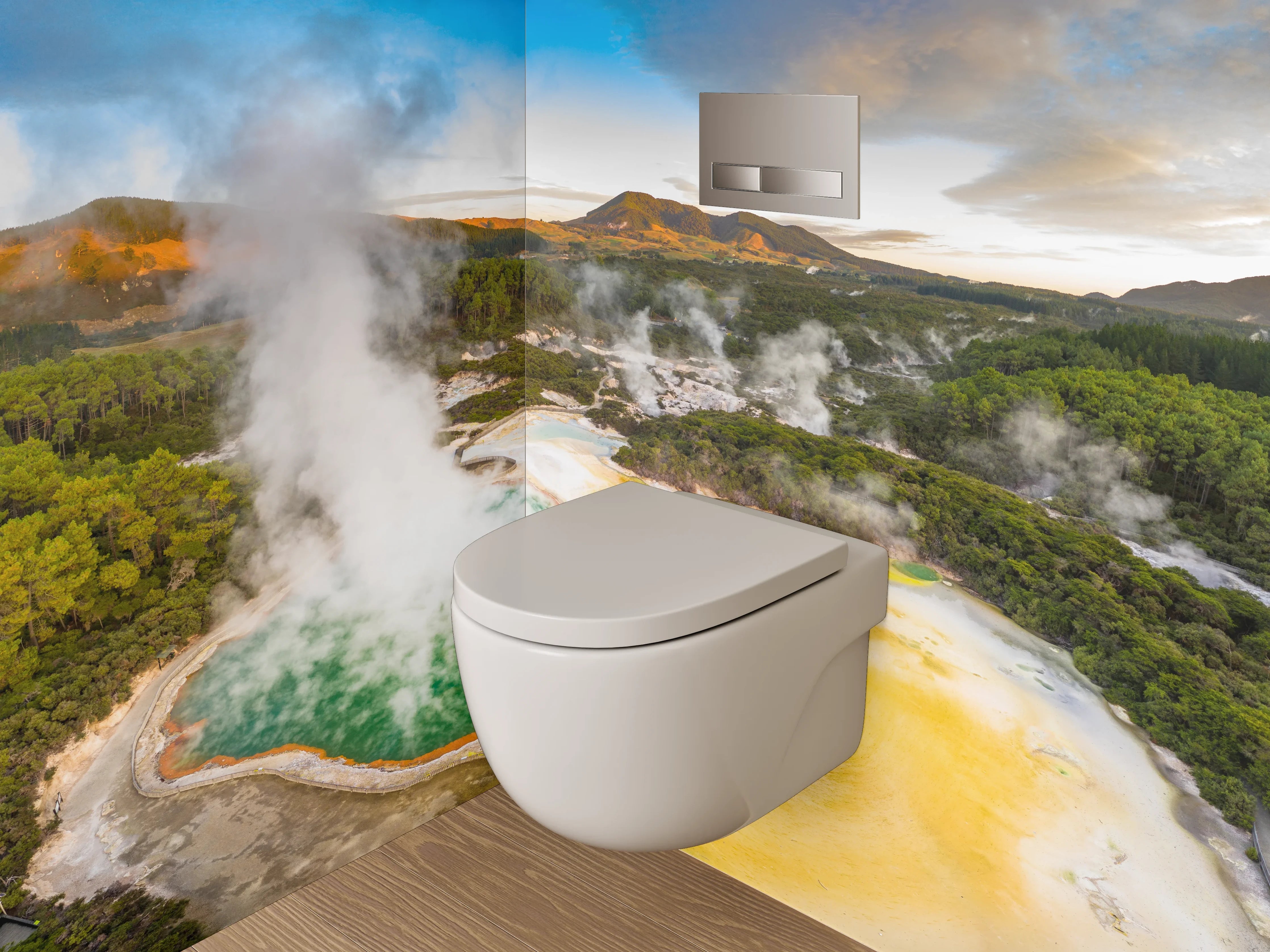WC-Rückwand - Bunte heiße Quelle Panorama