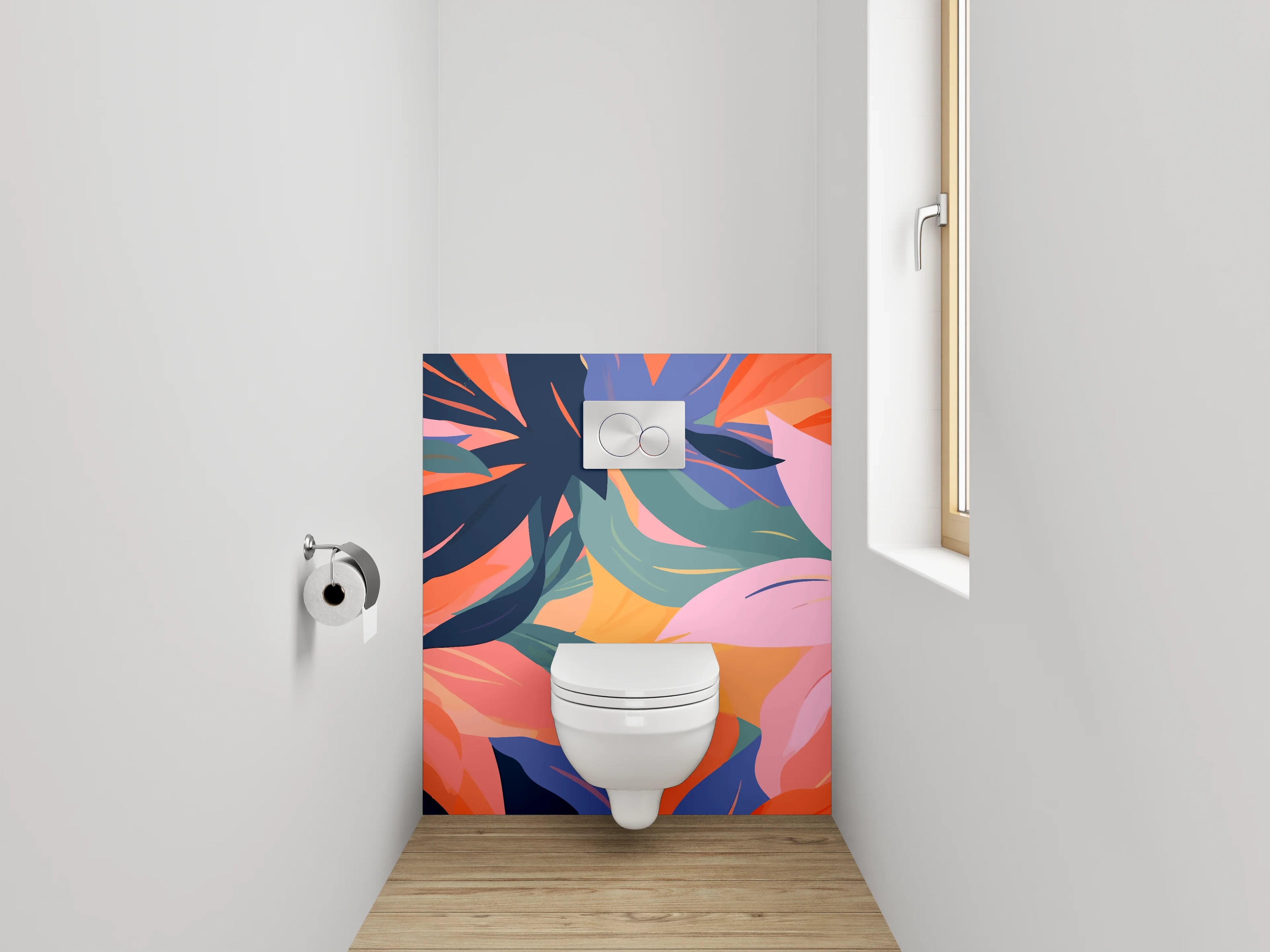 WC-Rückwand - Bunte tropische Blätter Muster