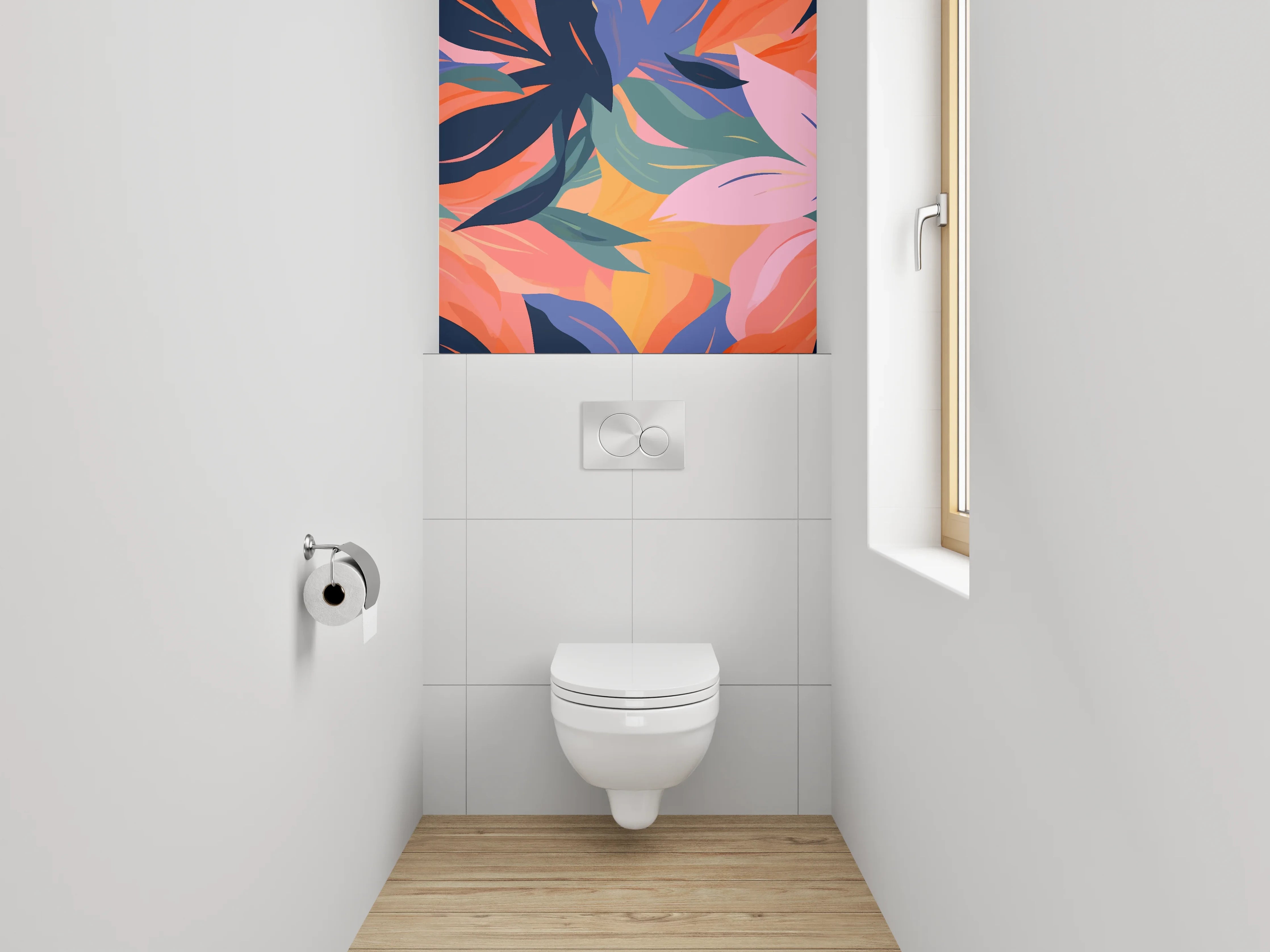 WC-Rückwand - Bunte tropische Blätter Muster
