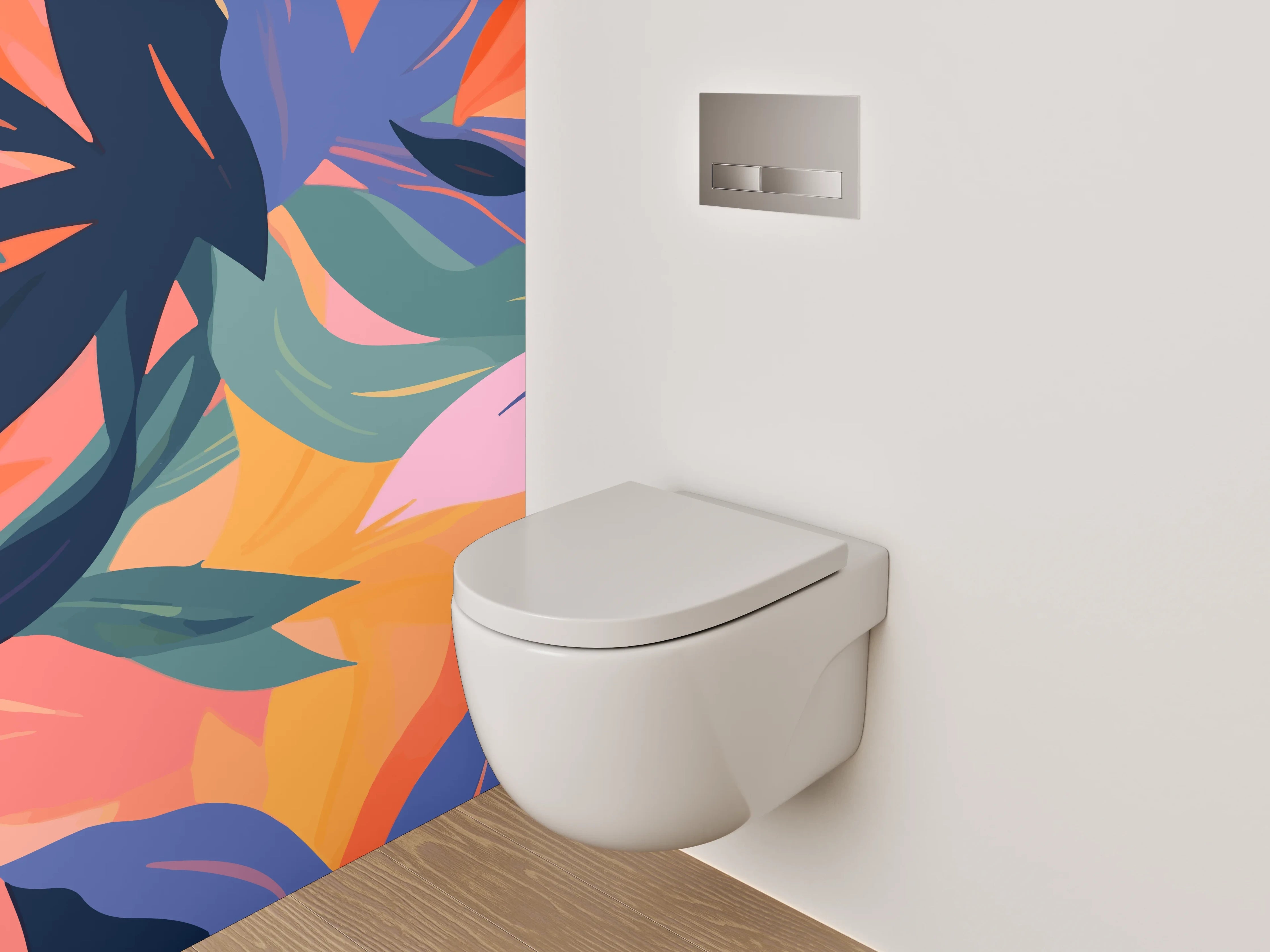 WC-Rückwand - Bunte tropische Blätter Muster