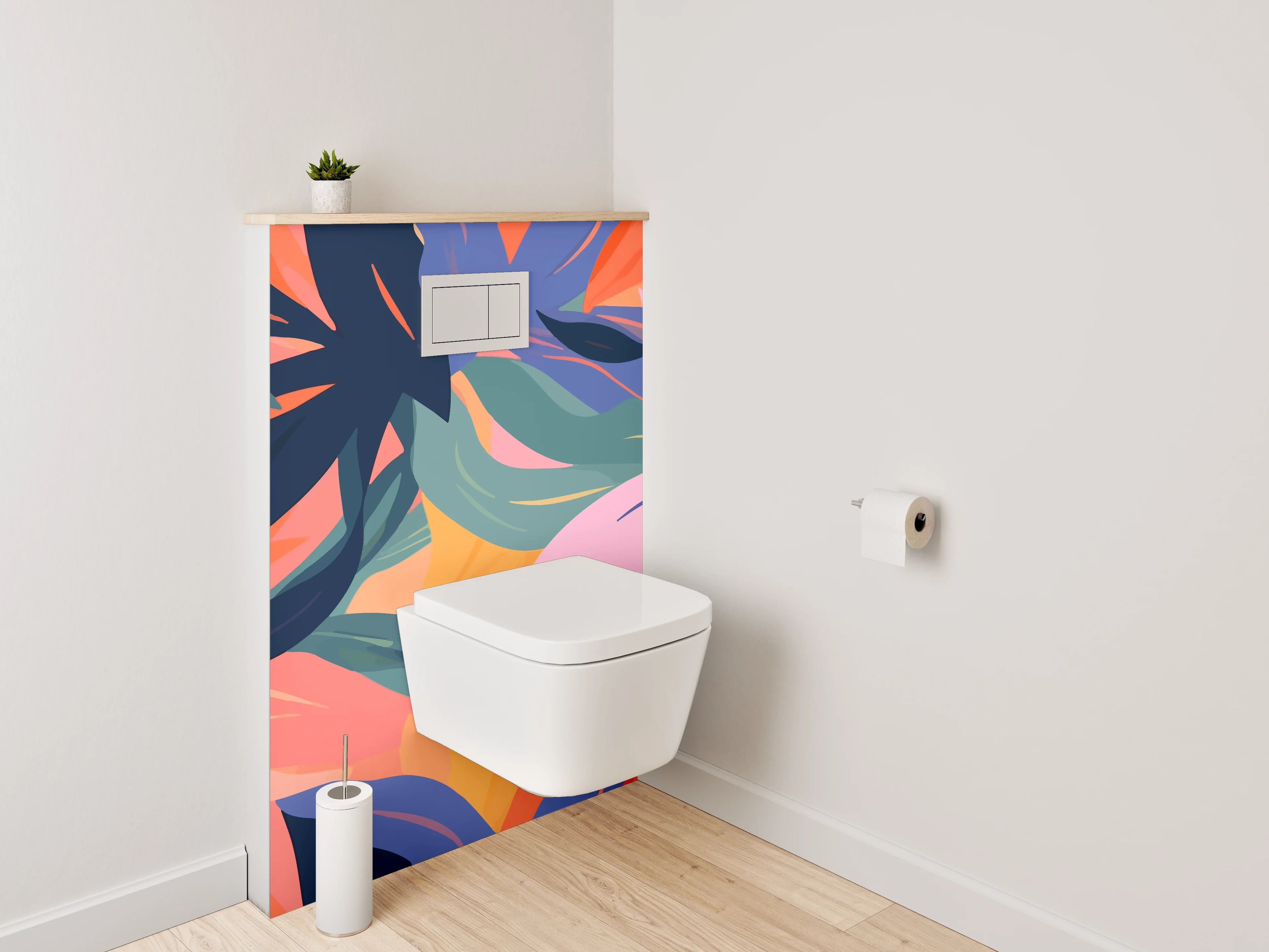 WC-Rückwand - Bunte tropische Blätter Muster